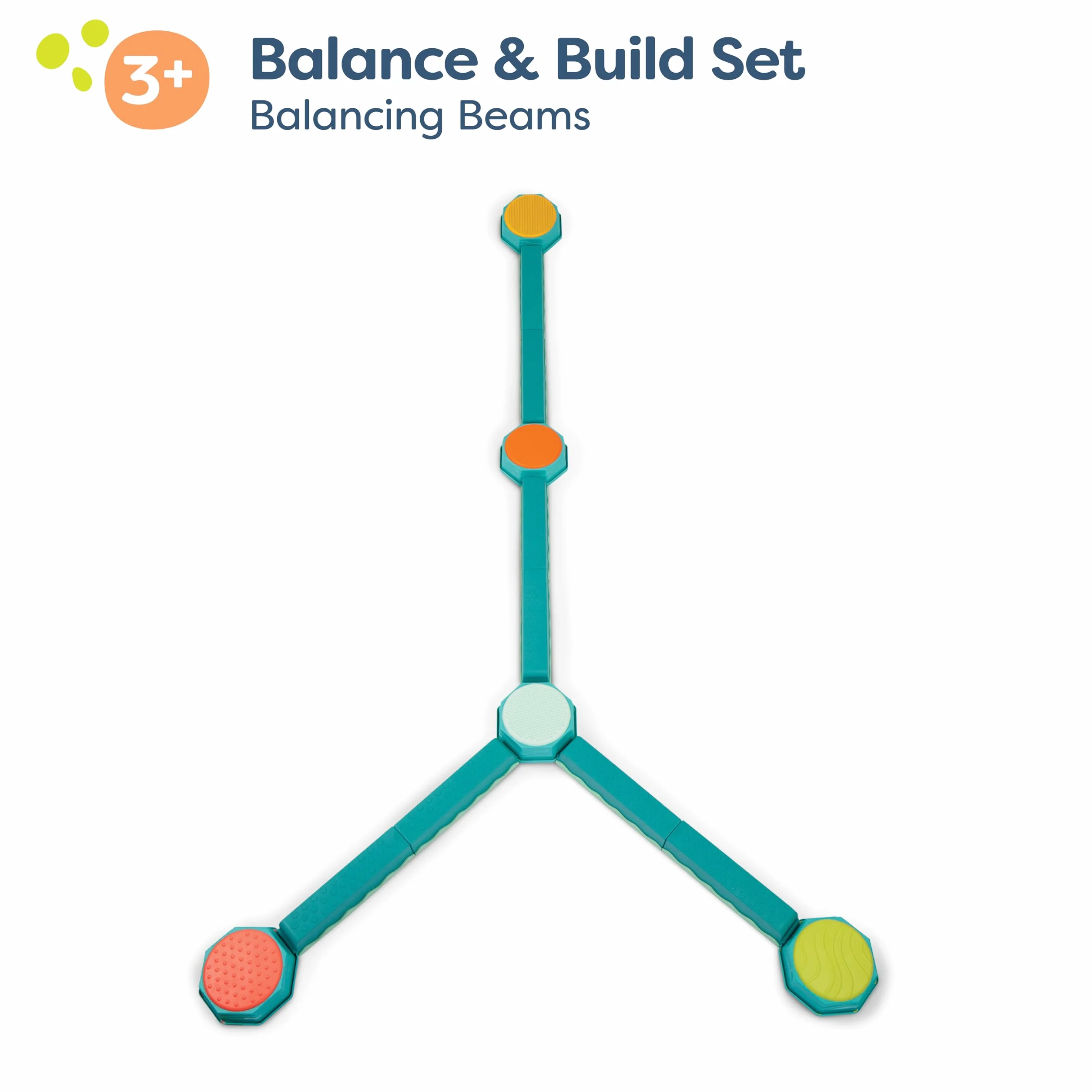 B. toys Beam Interlocking Balancing 5 Sensory Pads & 8 Beams – Active Play for Maluch, Kids - 3 Years + - Balance & Build Set, Multicolor, BX2482DC1Z