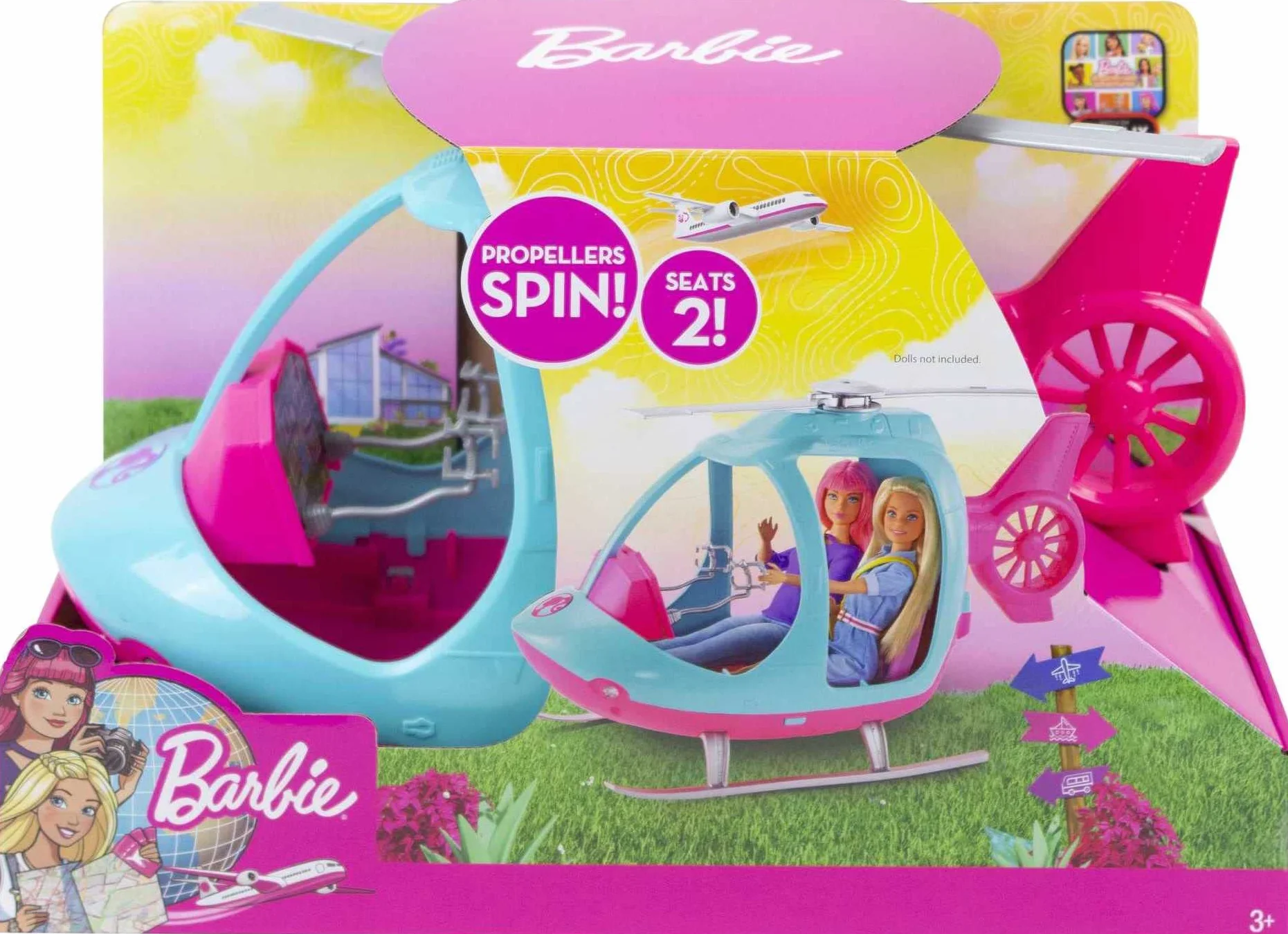 Barbie Helikopter, różowo-niebieski, dla dzieci w wieku od 3 do 7 lat, FWY29