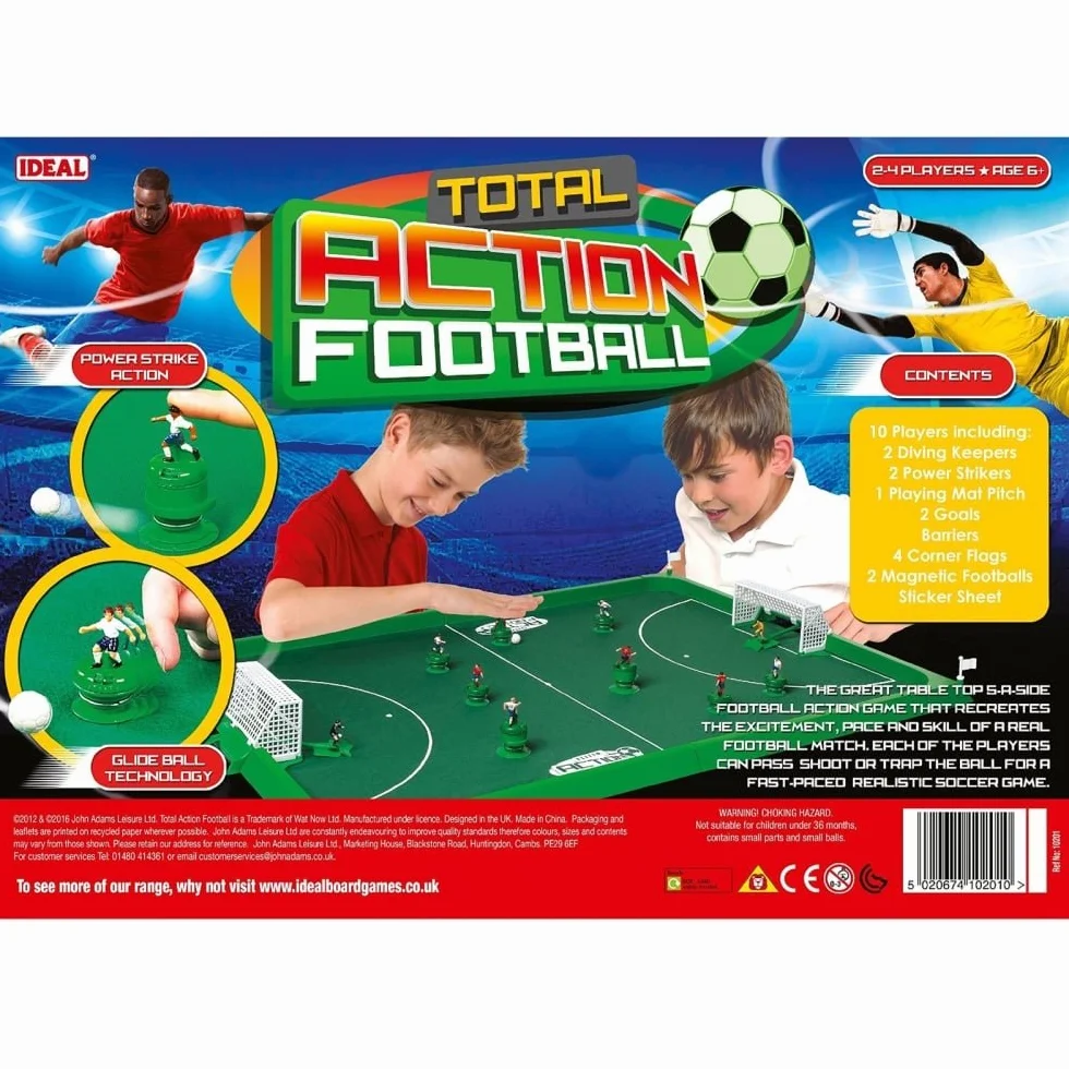 IDEAL, Total Action Football: Fast paced table top football action game!, Family Games, For 2-4 Players, Ages 6+