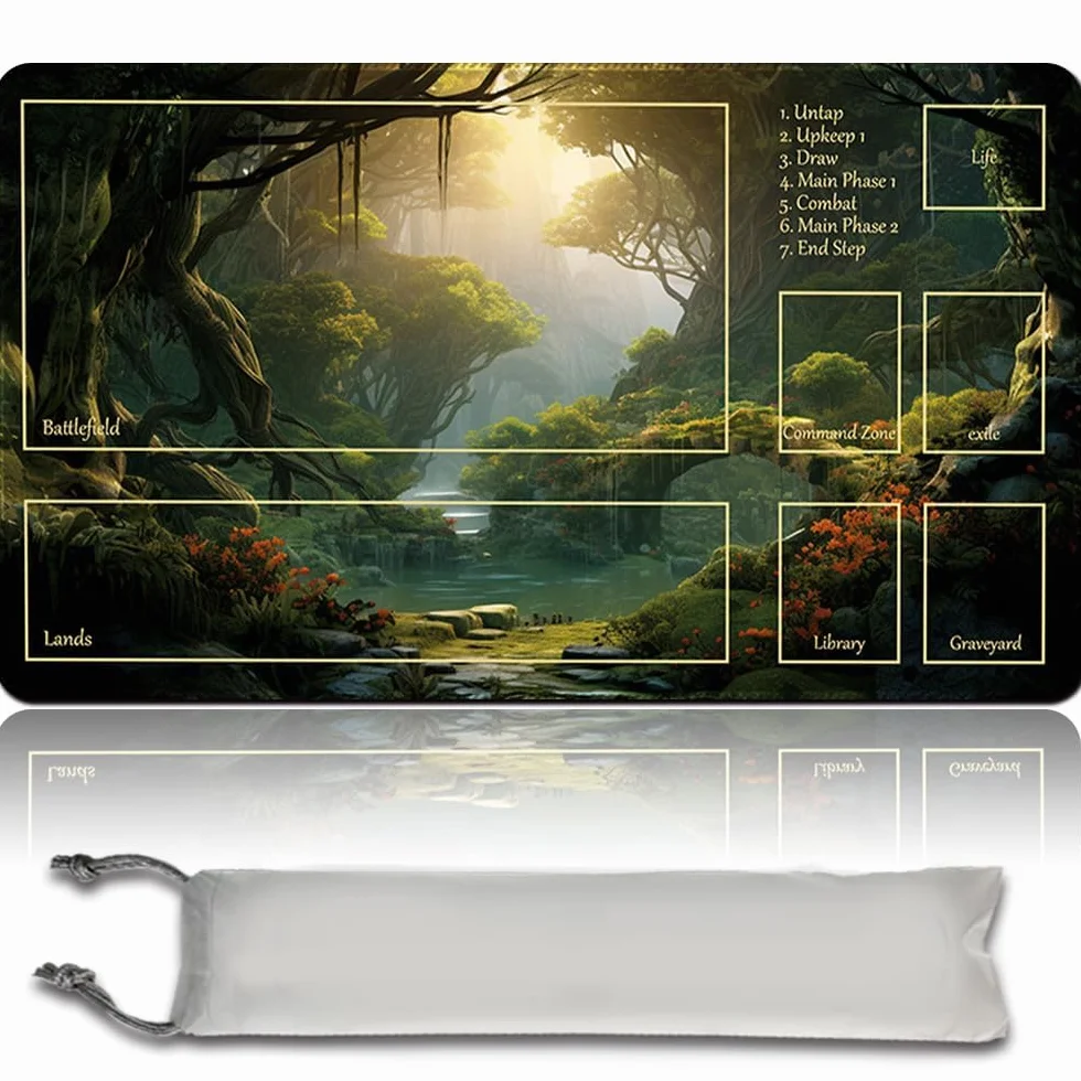 Gra planszowa MTG Playmat + darmowa wodoodporna torba, obszyte krawędzie, gładka gumowa powierzchnia, mata do zabawy MTG ze strefami (oryginalny anioł lotu alabastrowy) (MTG (15))