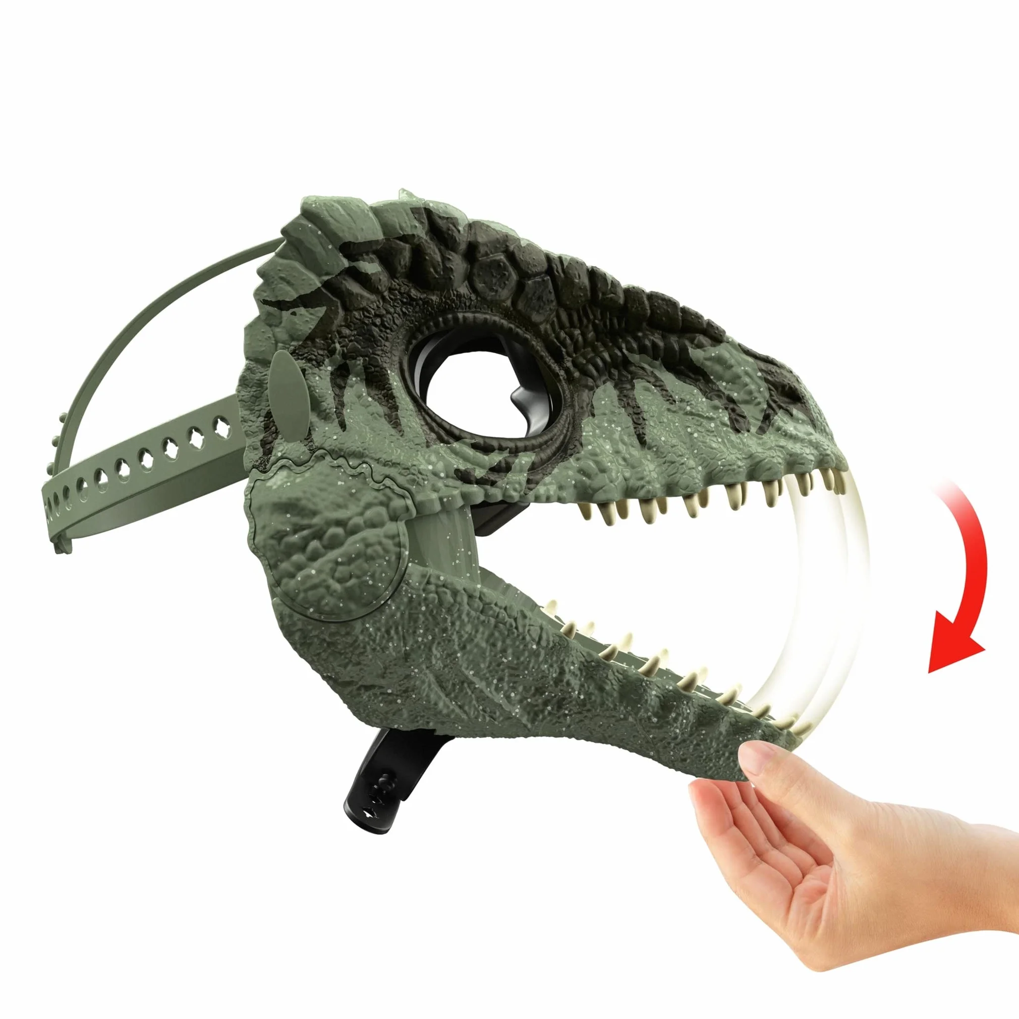 Mattel Maska dinozaura Jurassic World Dominium, Giganotosaurus Dino, zabawka do odgrywania ról i akcesoria kostiumowe z otwieraną szczęką i motywem inspirowanym filmem