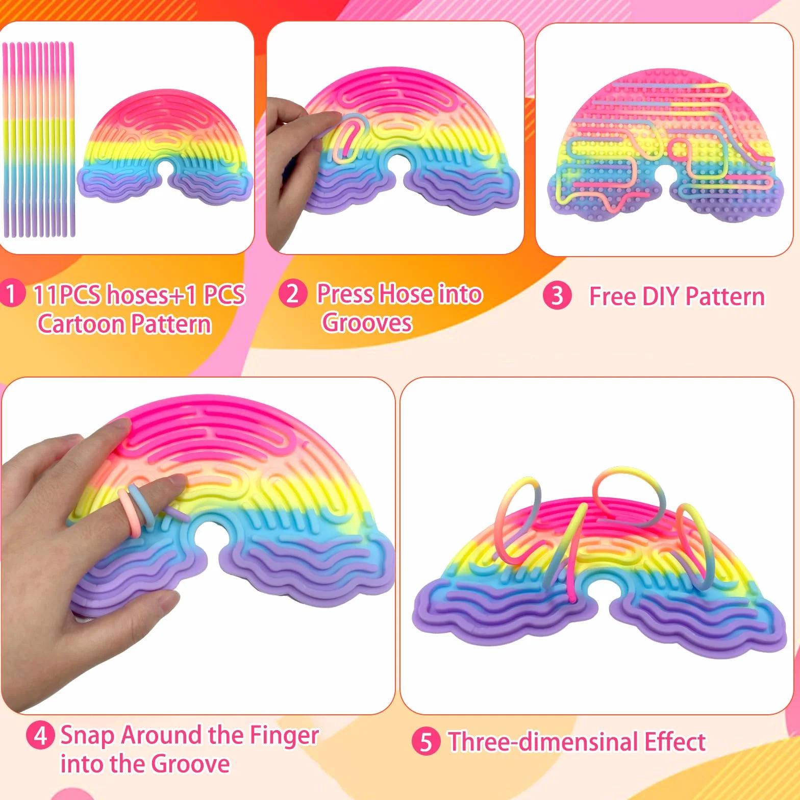Tablica Aktywności Sensorycznej, Silikonowa Sensory Activity Board, Dwustronna Tablica Aktywności z 11 Kolorowymi Patyczkami, Zabawki Sensoryczne dla ADHD OCD ADD Autyzm (Chmury B)