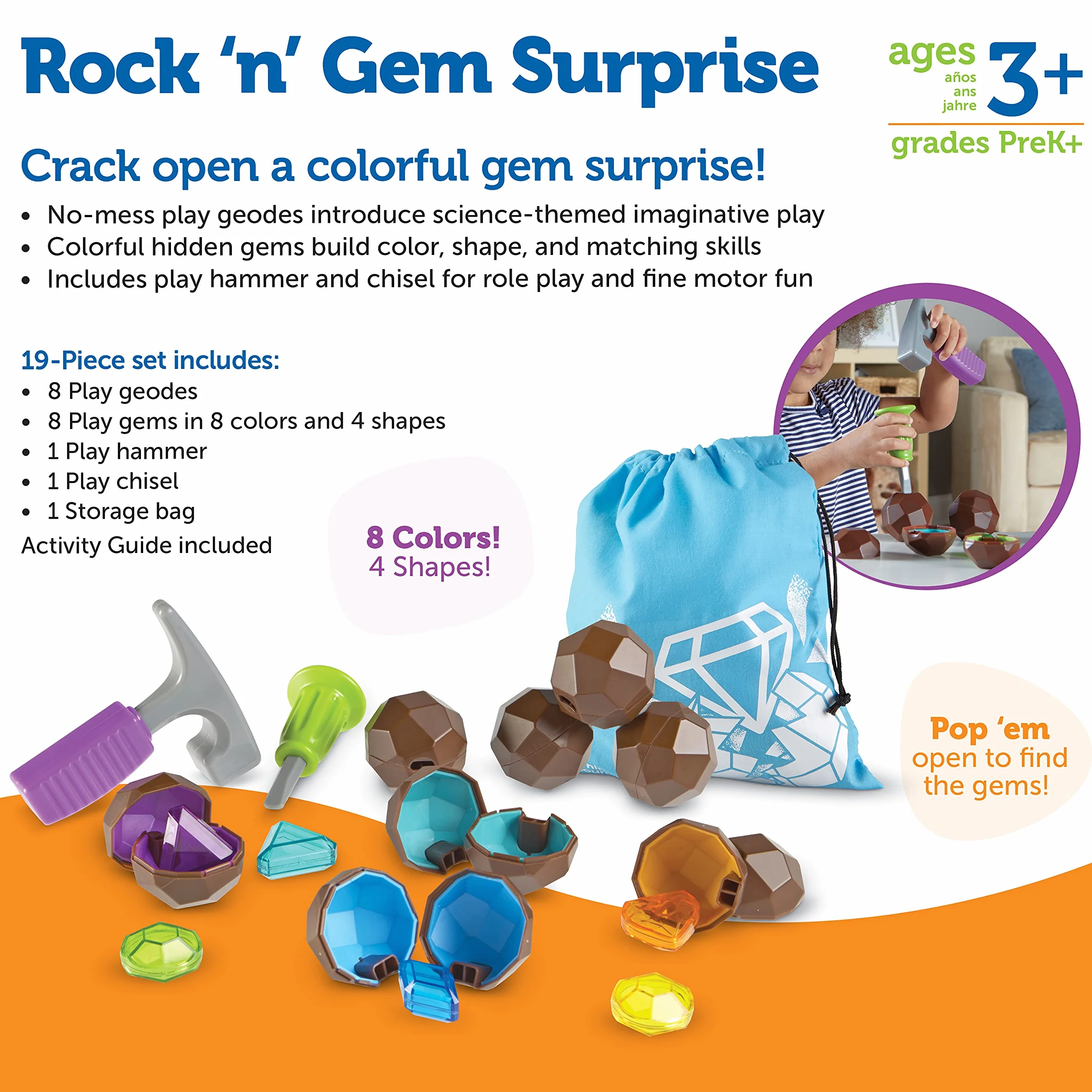 Learning Resources Rock 'n' Gem Niespodzianka Zestaw 19-Kawałek