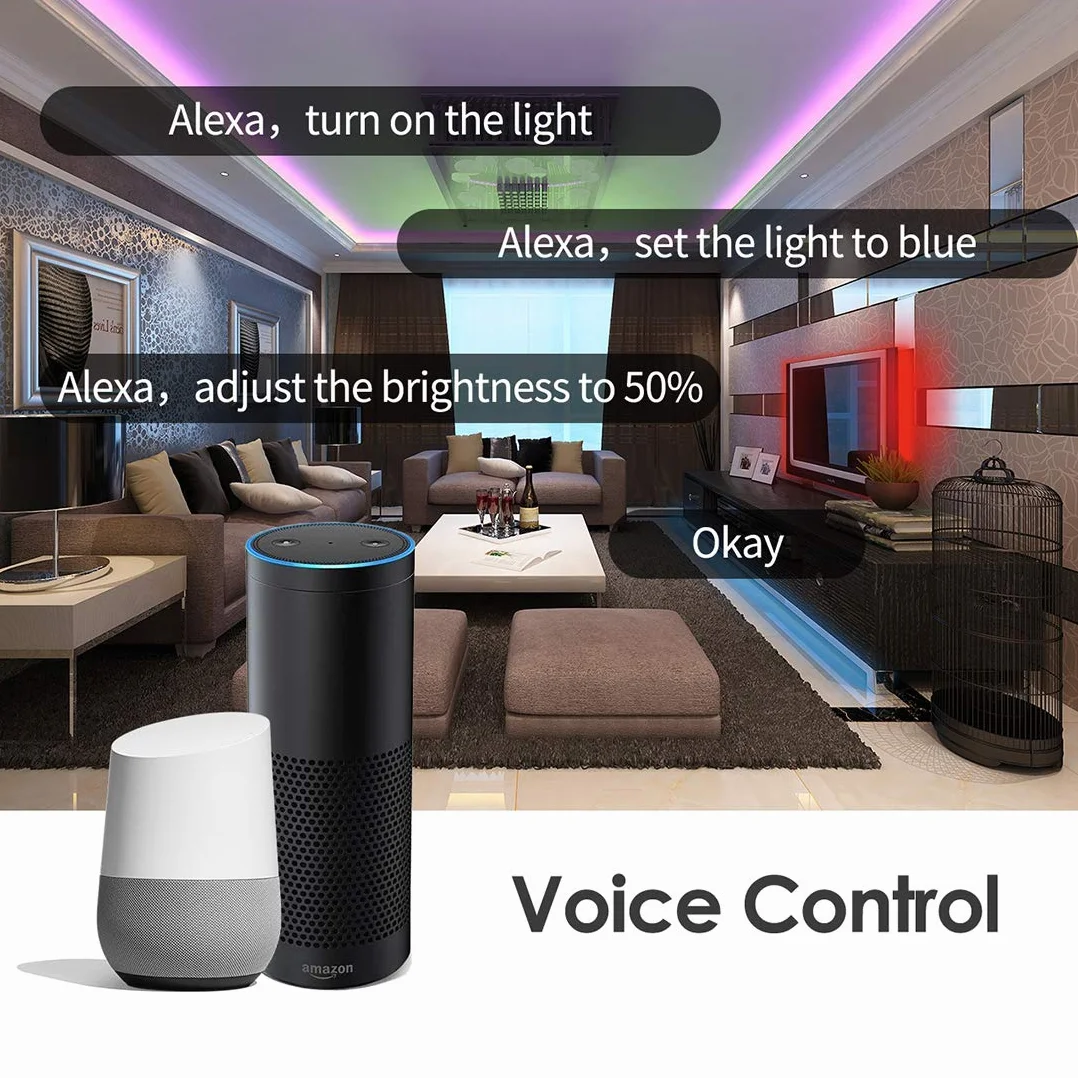 Oświetlenie LED Strip 15m, WEILY WiFi Smart App Control LED Lights, Współpracuje z Alexa i Asystentem Google, Synchronizacja muzyki RGB Zmiana koloru LED do sypialni Dom Kuchnia TV Party Decoration