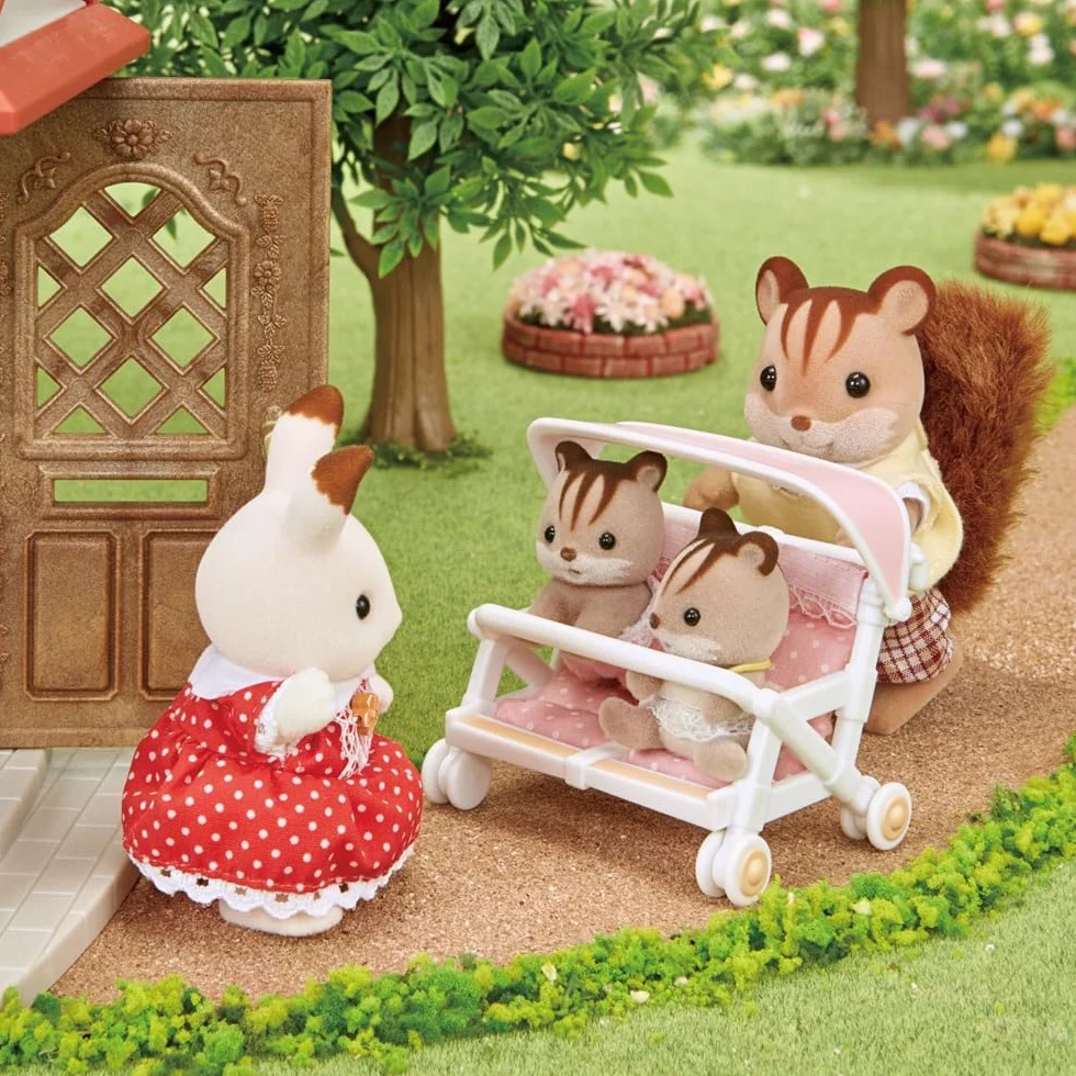 Sylvanian Families Podwójny Spacerowy Wózek dla Lalek, Wielokolorowy, ‎10 x 6 x 9.5 cm; 20 g