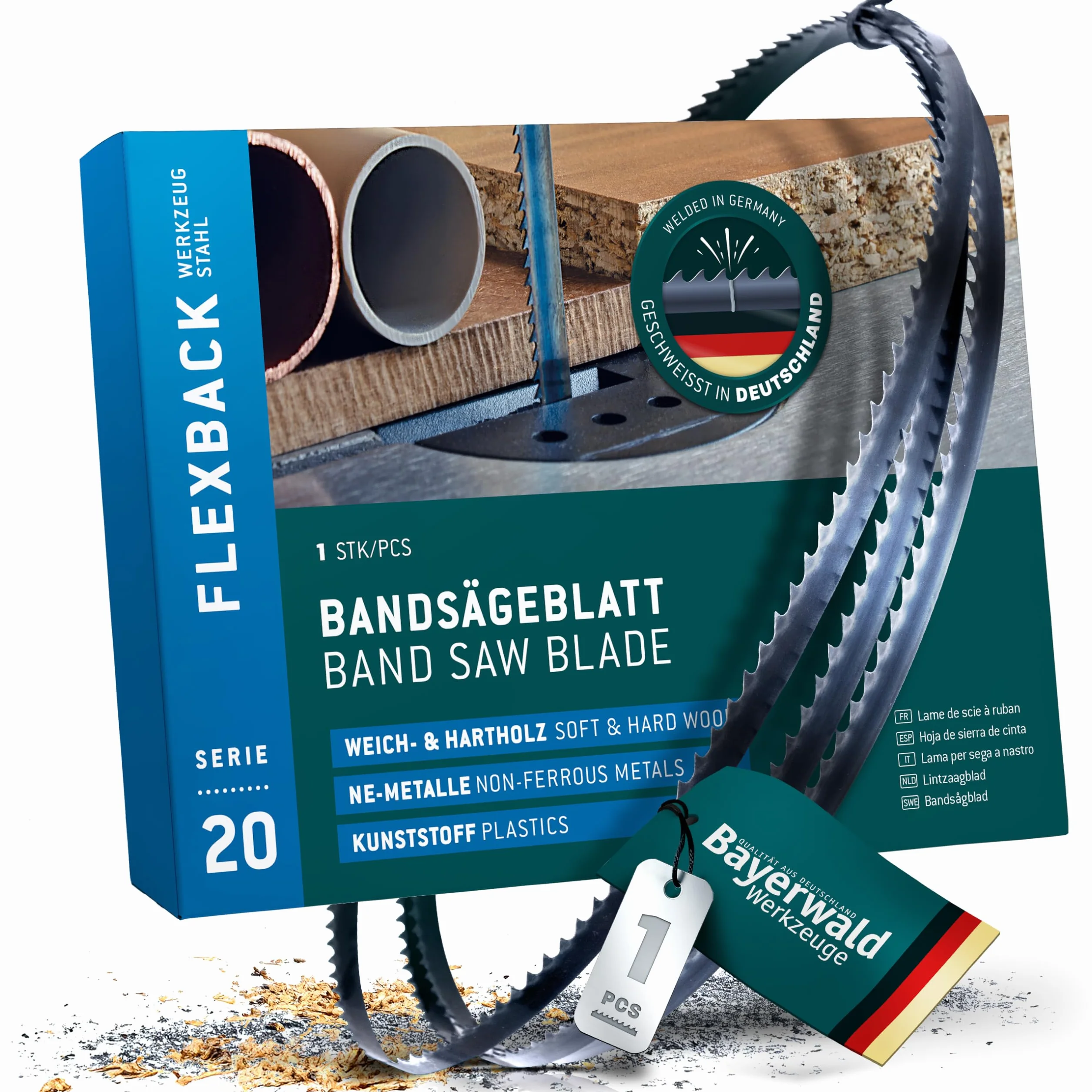 Bayerwald brzeszczot taśmowy ze stali narzędziowej – 2225 x 10 x 0,36 x 4 / drewno, metale nieżelazne, tworzywo sztuczne, cienka blacha/taśma do piły pasuje do Metabo BAS380 i wielu innych.