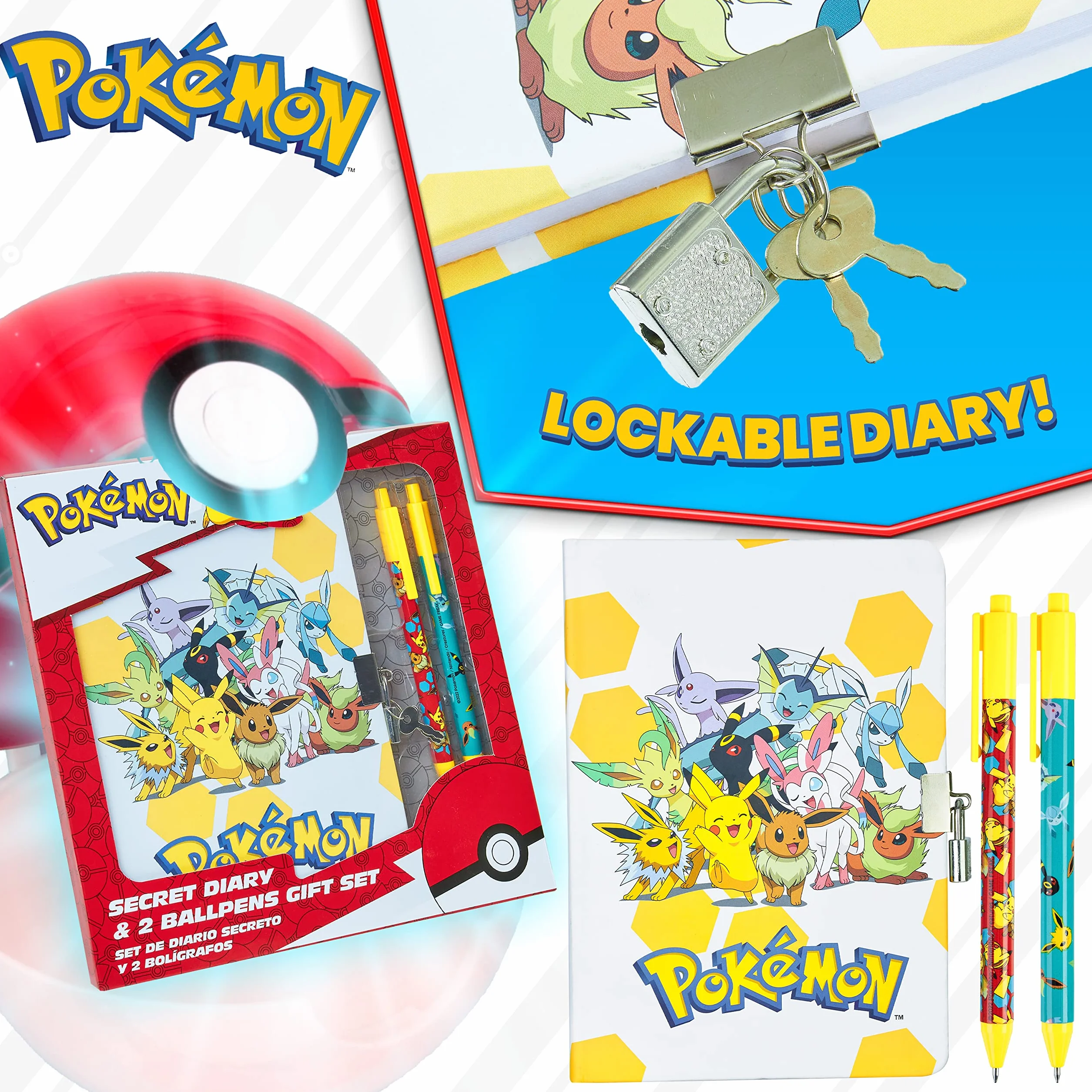 Pokemon zestaw papeterii, sekretny mleczarnia dla dziewcząt i chłopców, zestaw notatników i długopisów, Pikachu Eevee dziennik dla dzieci, pamiętnik, pokemon, prezenty dla chłopców