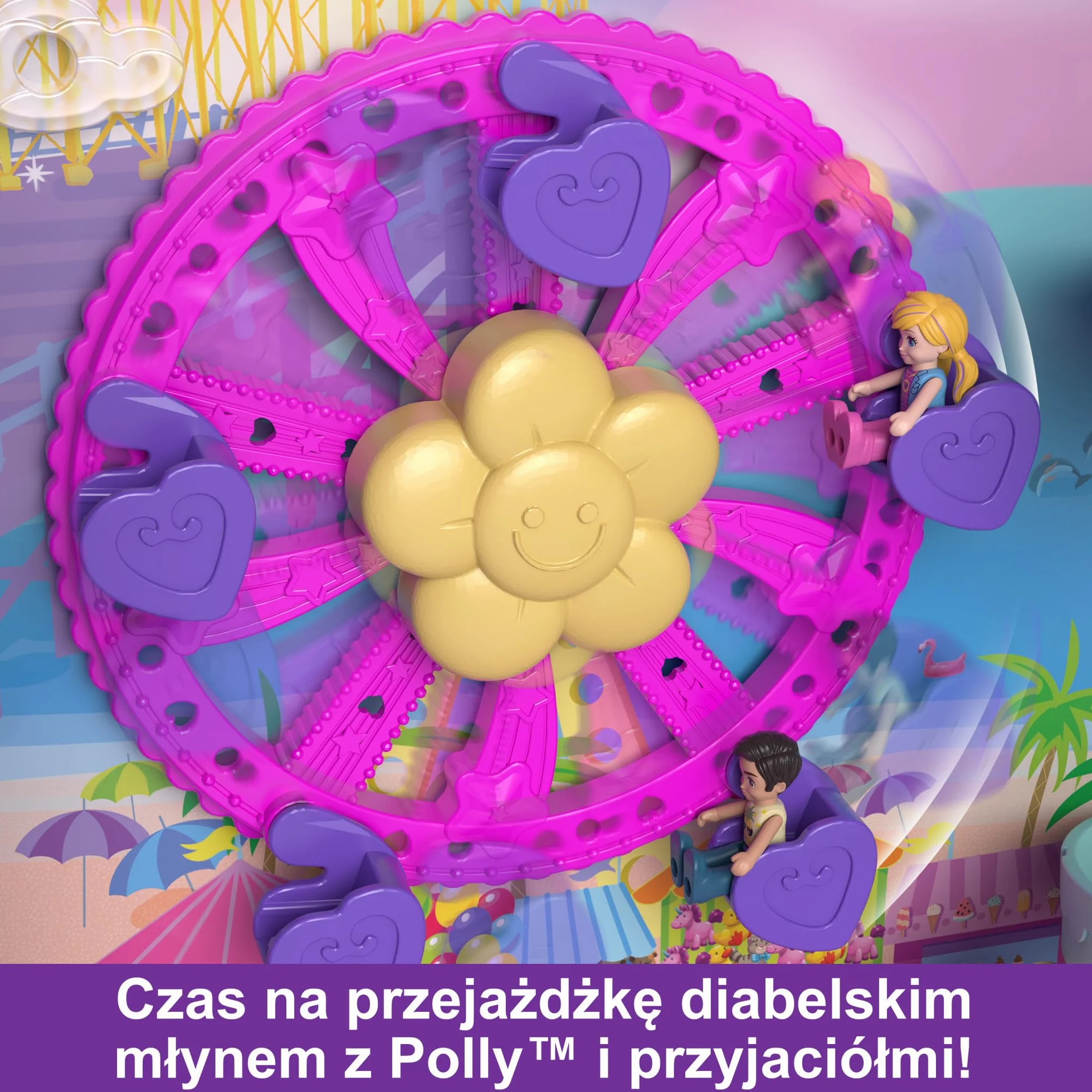 Polly Pocket Wakacyjny kurort Zestaw Walizka z 4 lalkami, 1 pojazdem i ponad 25 akcesoriami, HKV43