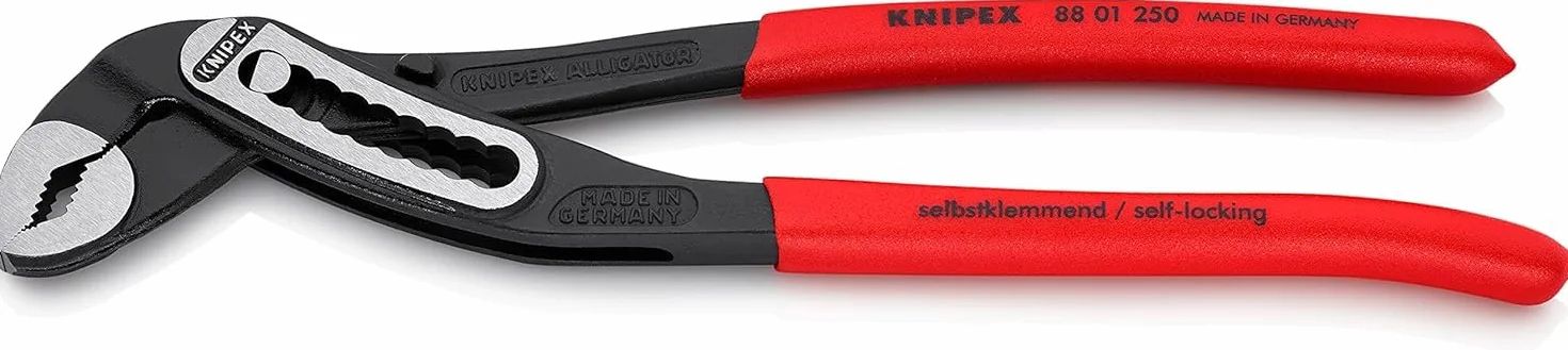 KNIPEX Alligator Szczypce nastawne do rur w opakowaniu z zawieszką pokryte antypoślizgowym tworzywem sztucznym, 88 01 250 SB