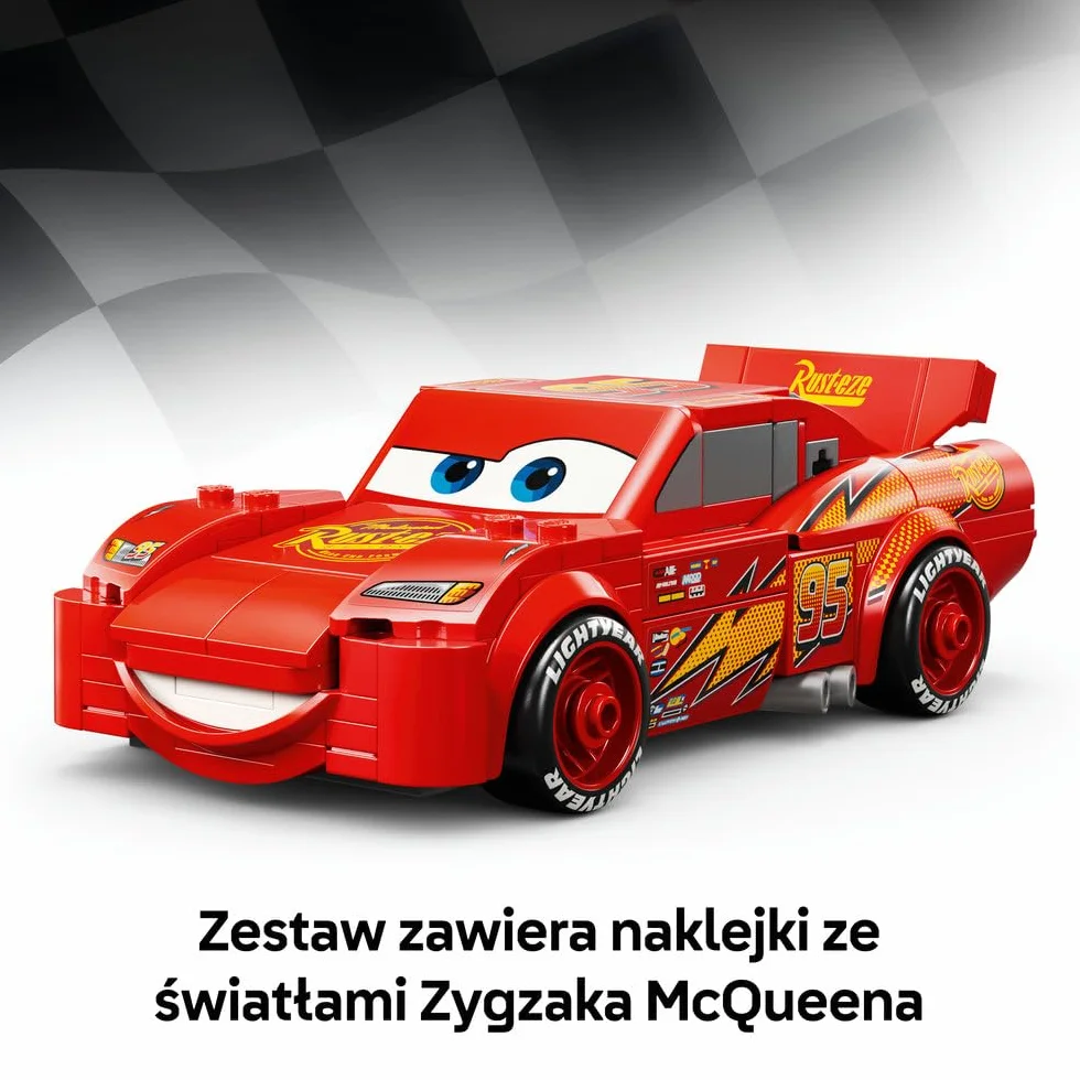 LEGO Speed Champions | Zygzak McQueen, zabawka konstrukcyjna dla chłopca i dziewczynki, samochód do składania dla 9-latka, zestaw z filmu Auta Disney Pixar, pomysł na prezent dla dzieci 77255