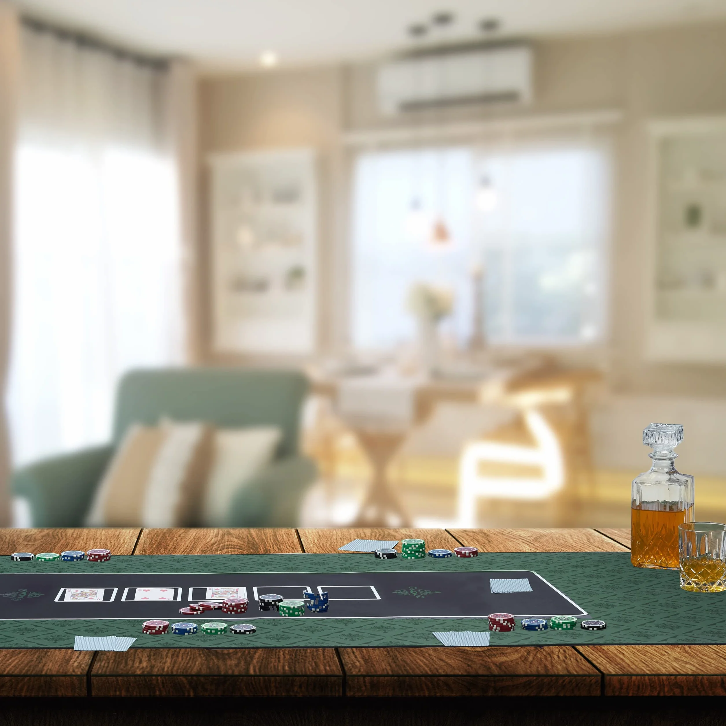 Relaxdays Texas Holdem mata do pokera 180 x 90 cm, podkładka na stół do pokera, duża, antypoślizgowa, poliester, akcesoria do pokera, zielona