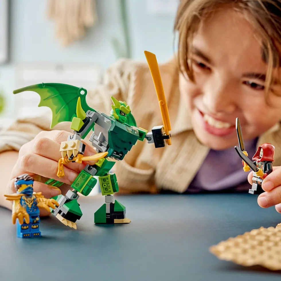 LEGO NINJAGO Smoczy mech Lloyda — zestaw bitewny, zabawka konstrukcyjna, klocki dla chłopca lub dziewczynki, ruchoma figurka mecha i trzy minifigurki ninja, prezent dla dziecka od 6 lat 71862