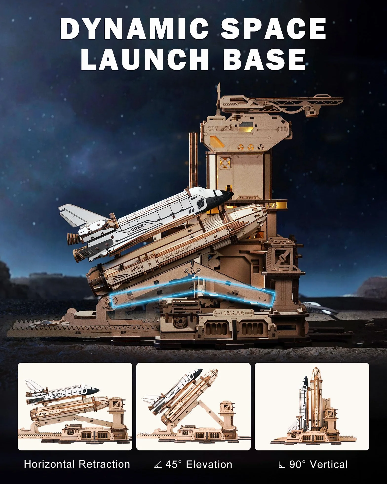 ROKR Drewniane puzzle 3D LQA01 Space Shuttle