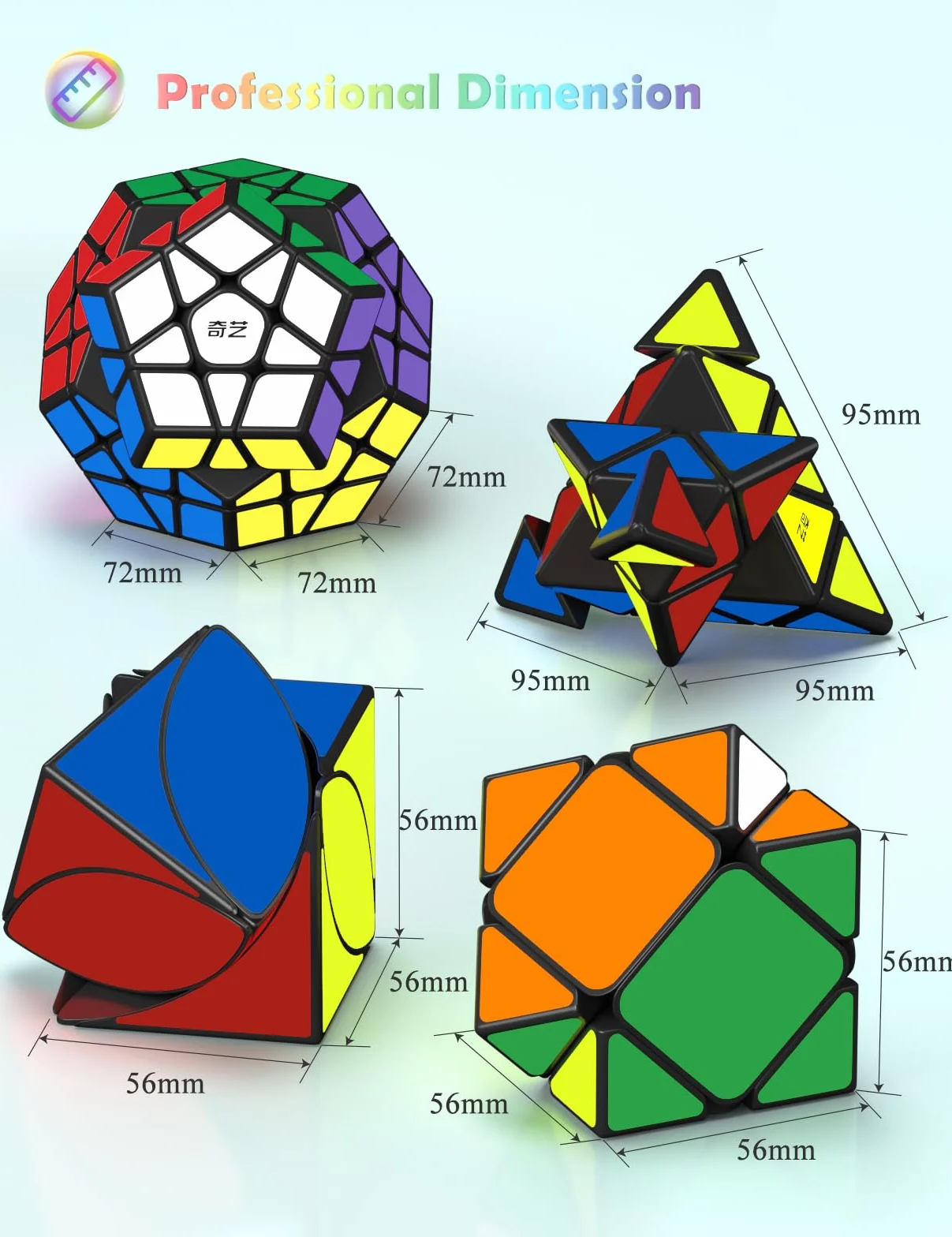 ROXENDA Zestaw Speed ​​Cube, Zestaw Magicznych Kostek 2x2x2 3x3x3 4x4x4 5x5x5 Speed ​​Cube w Pudełku Prezentowym, Tajny Samouczek Dotyczący Kostek Prędkości (T3)
