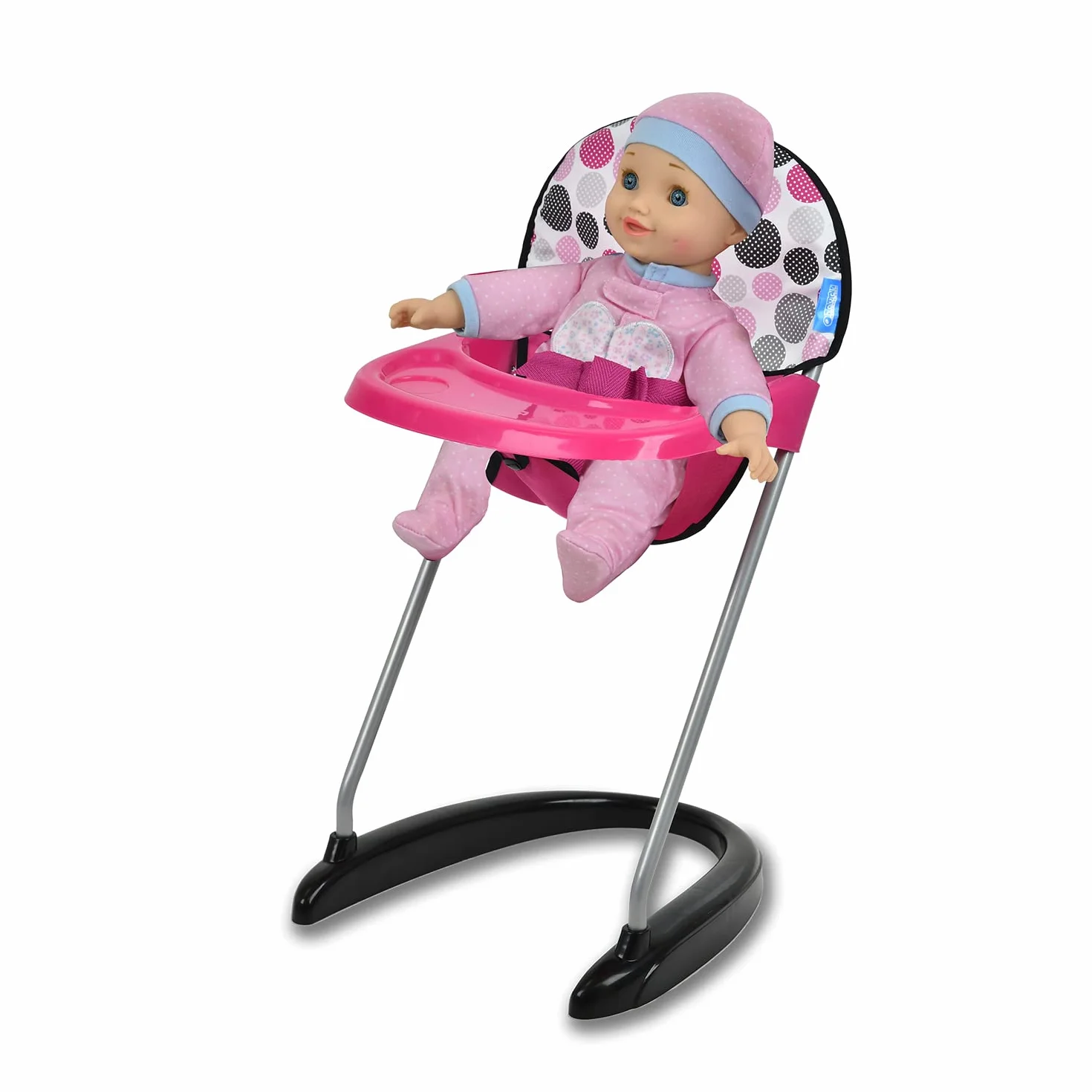 Hauck wysokie krzesełko dla lalek z tacą do posiłku 43 cm Pink Dots