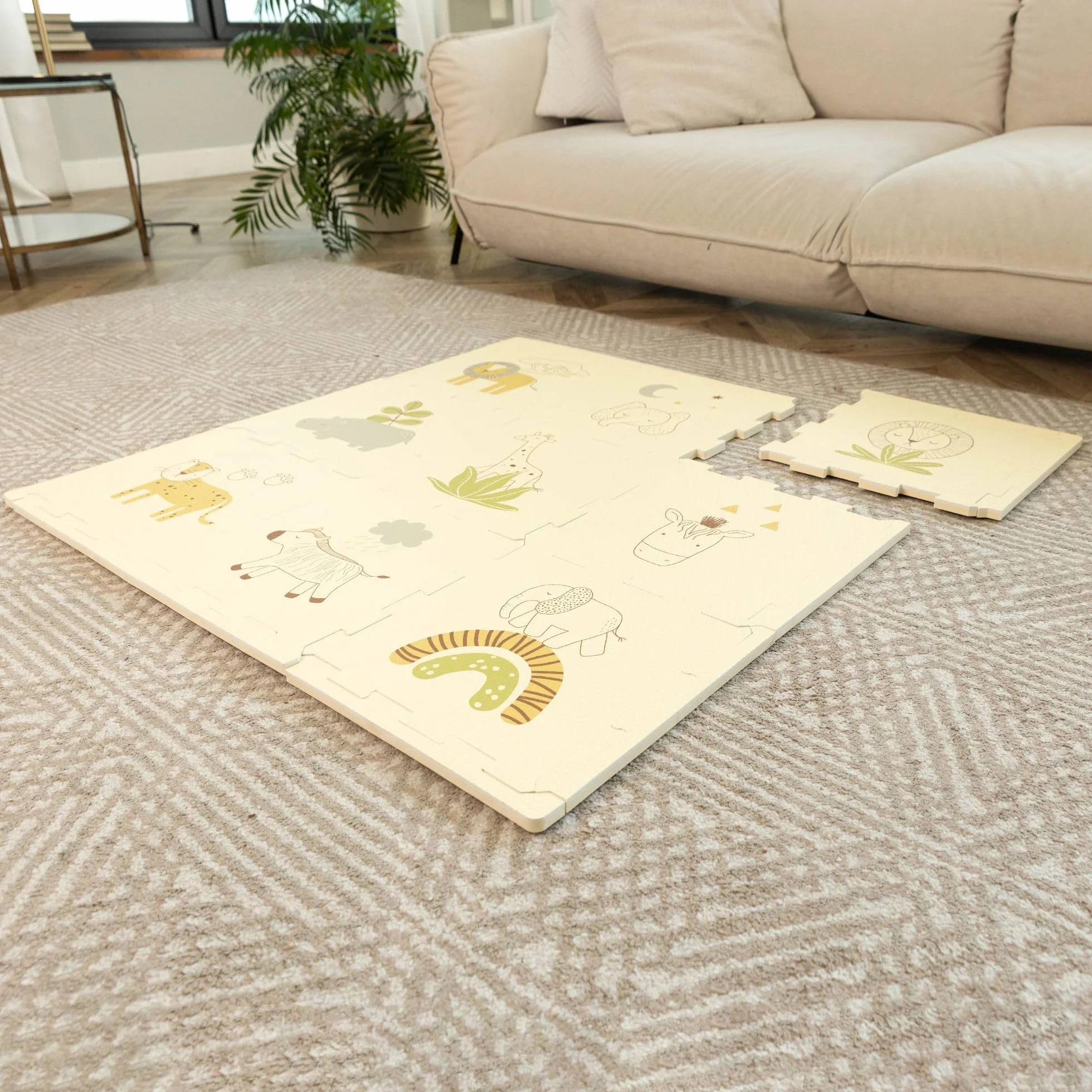 Hakuna Mata mata do puzzli dla niemowląt 0,9x0,9m 9 paneli 30x30cm ze zwierzętami