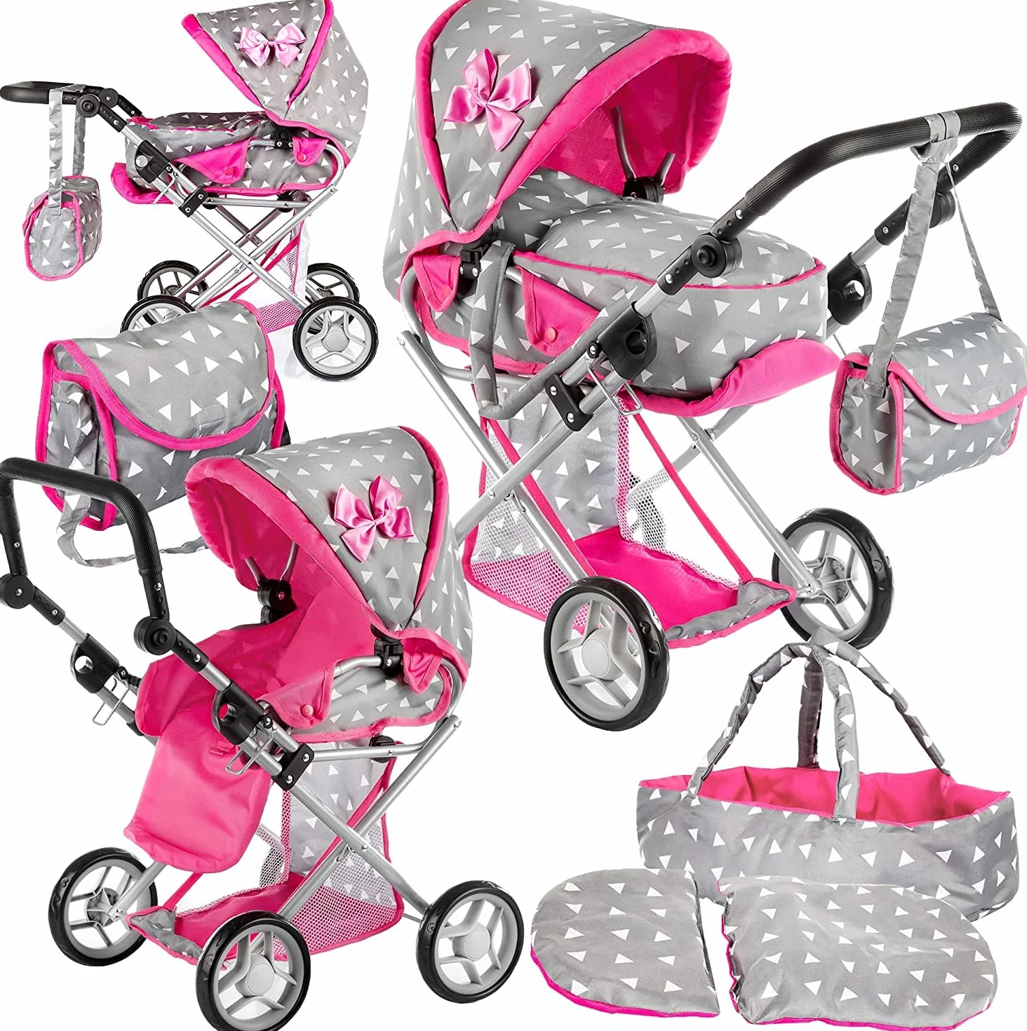 Kinderplay wózek dla lalek - spacerówka gondola 3w1, KP0200S