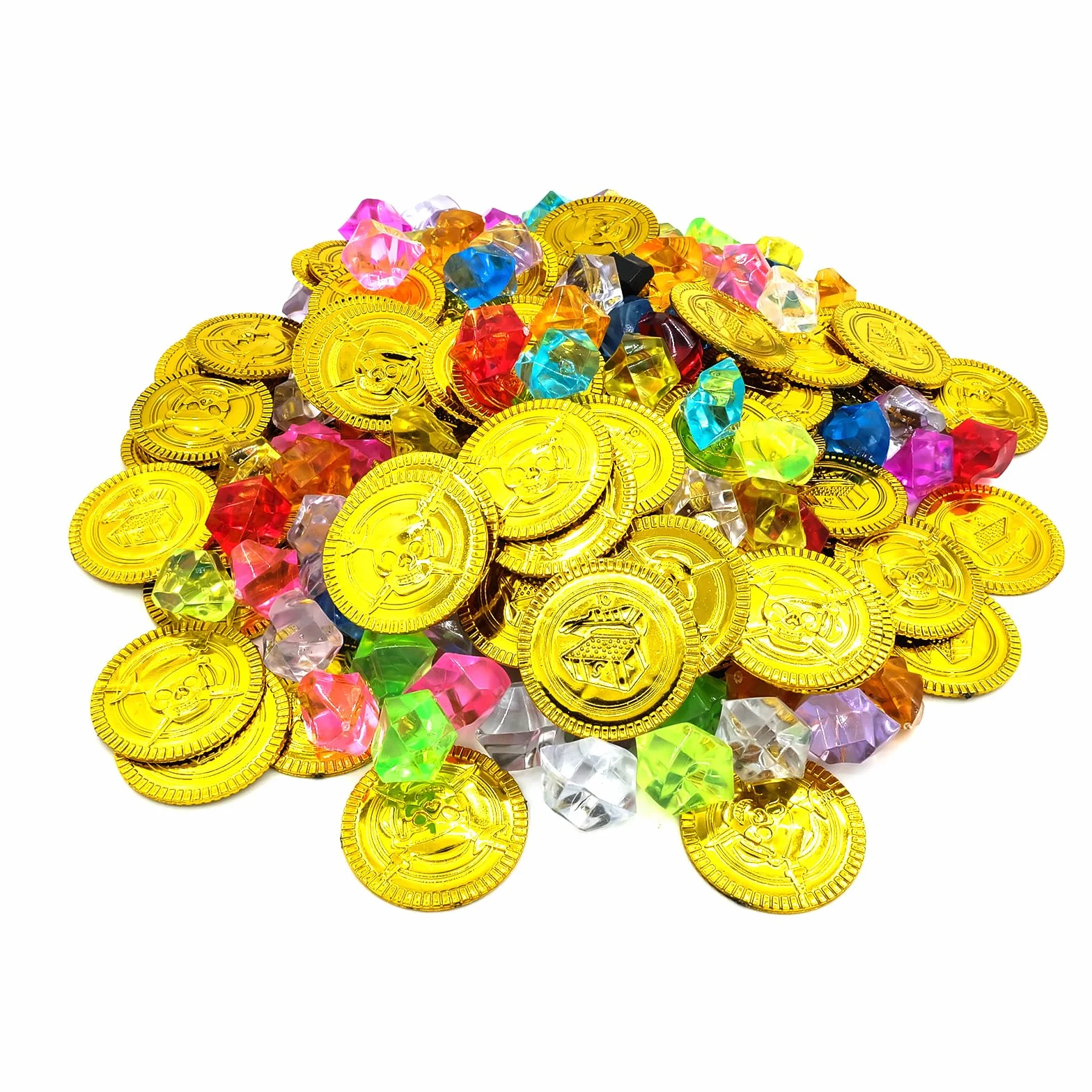200 szt. zestaw skarbów piratów, złote monety, pirat, kamienie szlachetne, pirat, do polowania na padlinożerców, motyw pirata, impreza tematyczna, urodziny, Halloween, Święto Dziękczynienia,