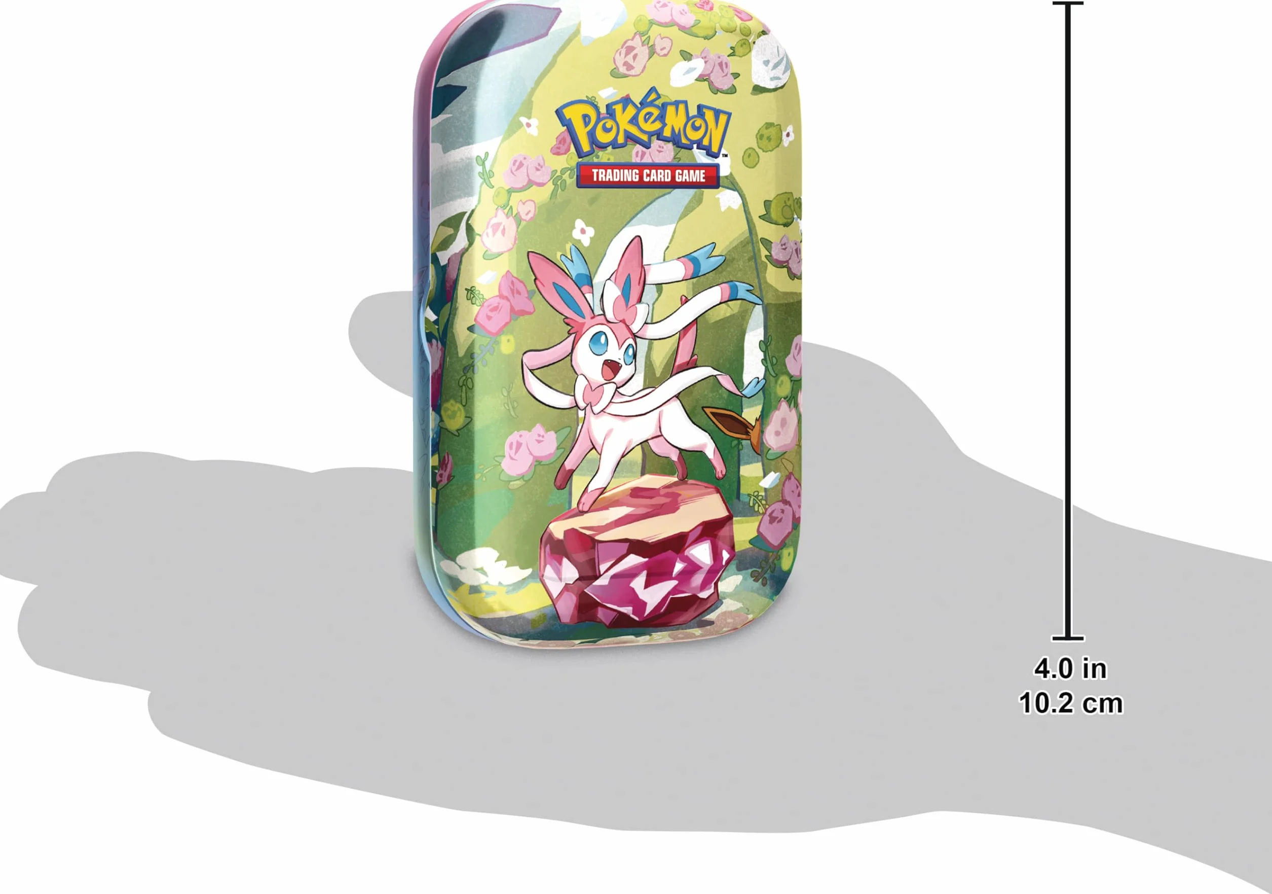 Pokémon - Gra karciana kolekcjonerska: Mini-Tin-Box Karmesin & Purpur – Pryzmatyczne zmiany: Feelinara (2 boosterpacks i 1 moneta)