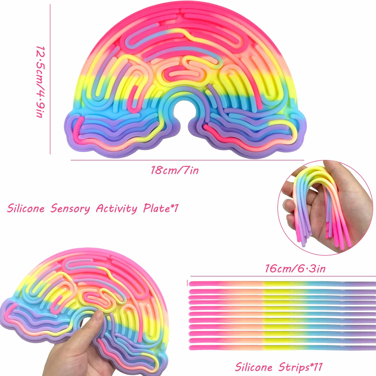 Tablica Aktywności Sensorycznej, Silikonowa Sensory Activity Board, Dwustronna Tablica Aktywności z 11 Kolorowymi Patyczkami, Zabawki Sensoryczne dla ADHD OCD ADD Autyzm (Chmury B)