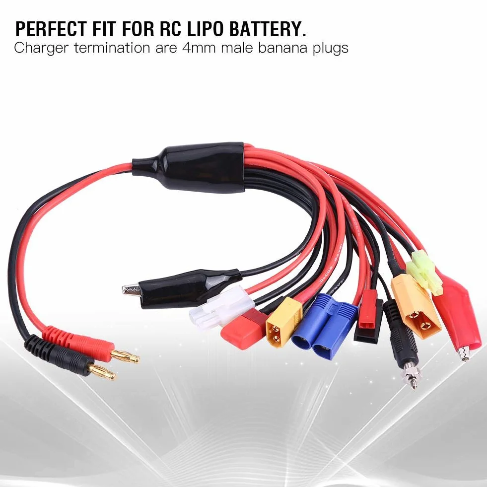 11 w 1 RC Kabel ładowarki Lipo, adapter do wielu wtyczek ładowarki Kabel do ładowania konwertera z wtyczką bananową 4 mm
