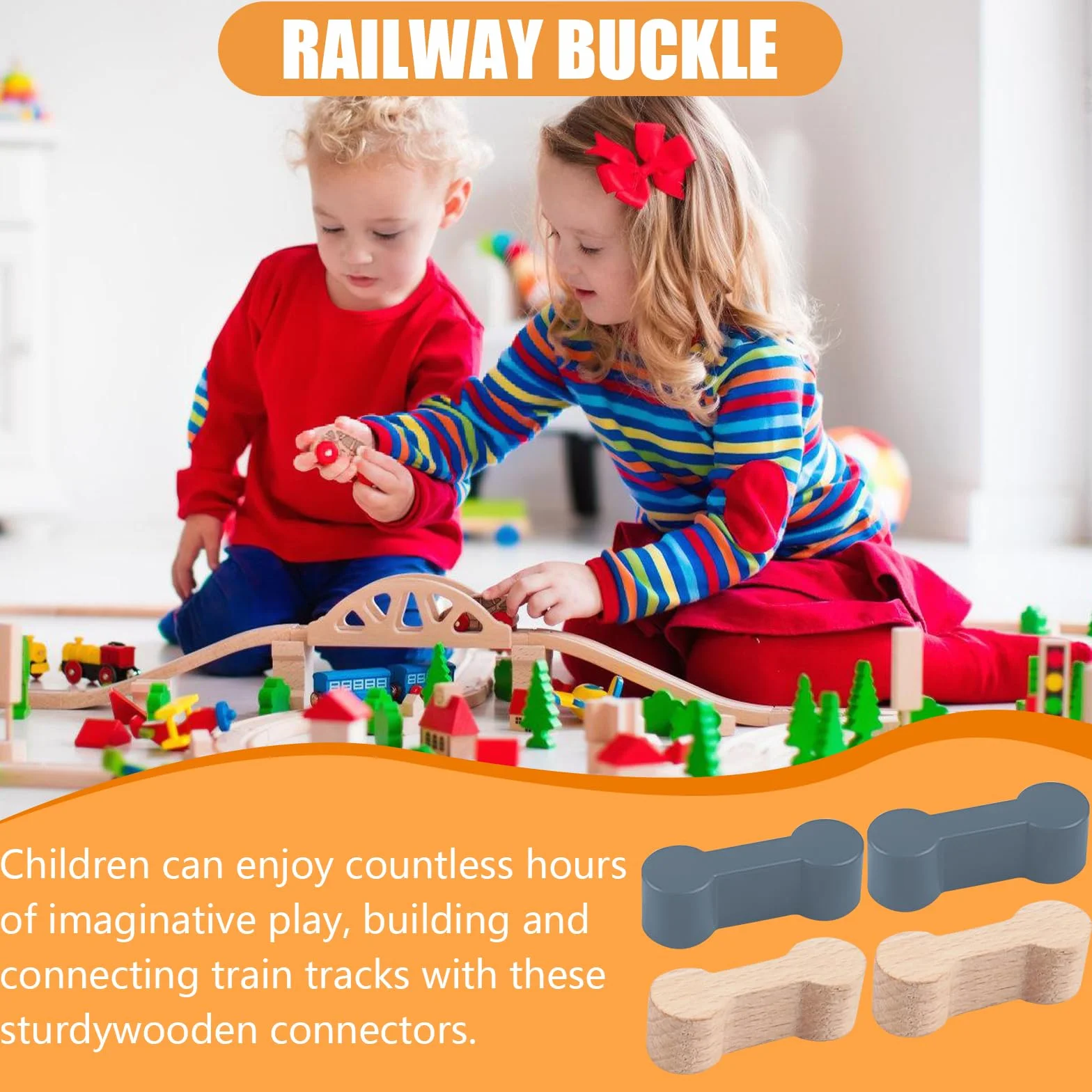 20 sztuk łączników torowych drewnianych kolejek, Rail Connection Wood Track, łączniki szynowe, drewniane szyny
