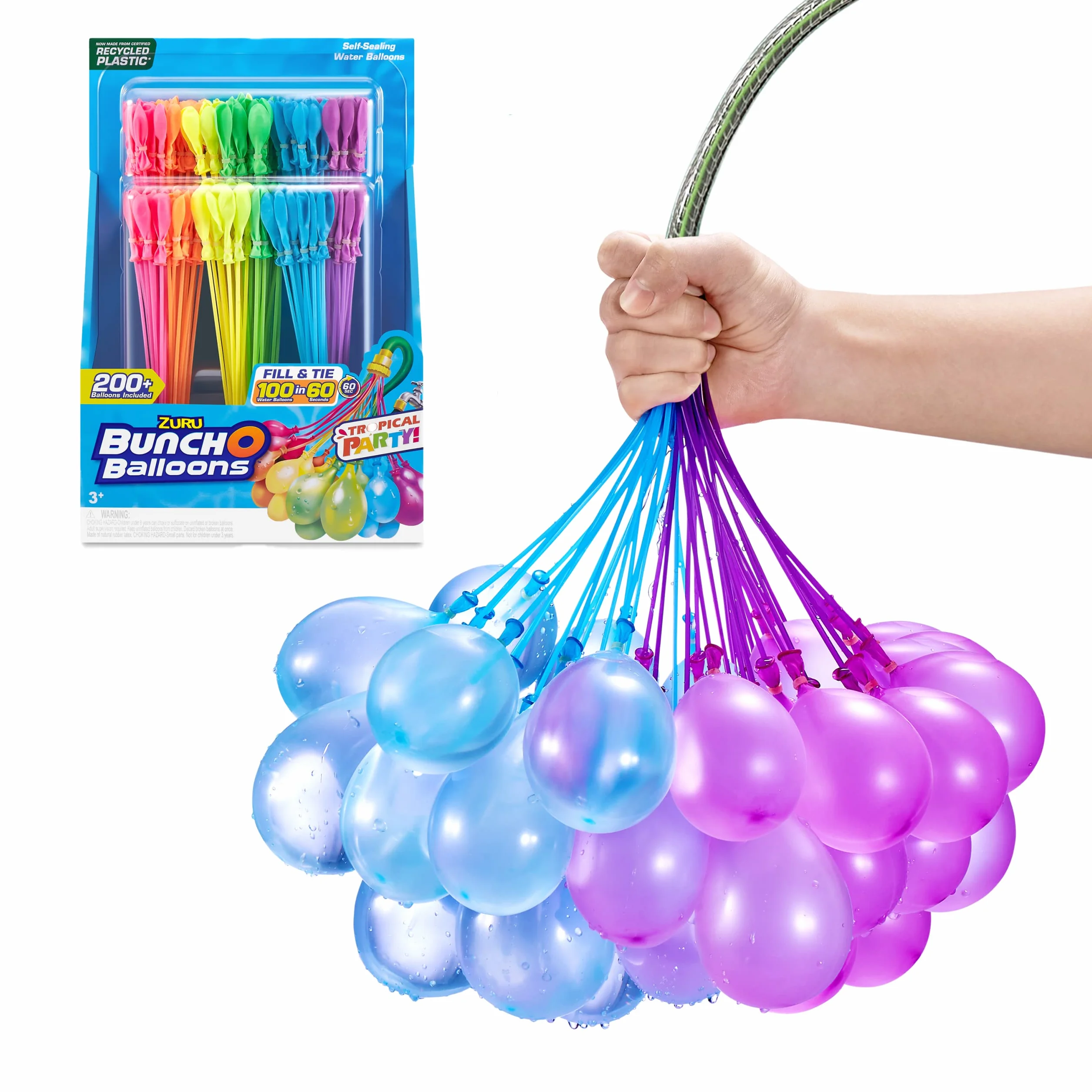Oryginalne balony o tropikalnej imprezie, 200+ szybko napełniających się samouszczelniających się balonów wodnych (6 sztuk) od ZURU balon wodny dla całej rodziny, dzieci, nastolatków i dorosłych