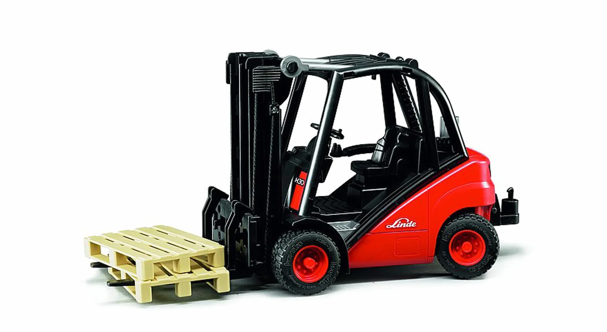 bruder 02511 - Wózek widłowy Linde H30D z hakiem holowniczym i 2 paletami - 1:16 Pojazd, Wózek widłowy, Spedycja i logistyka, Gospodarstwo rolne