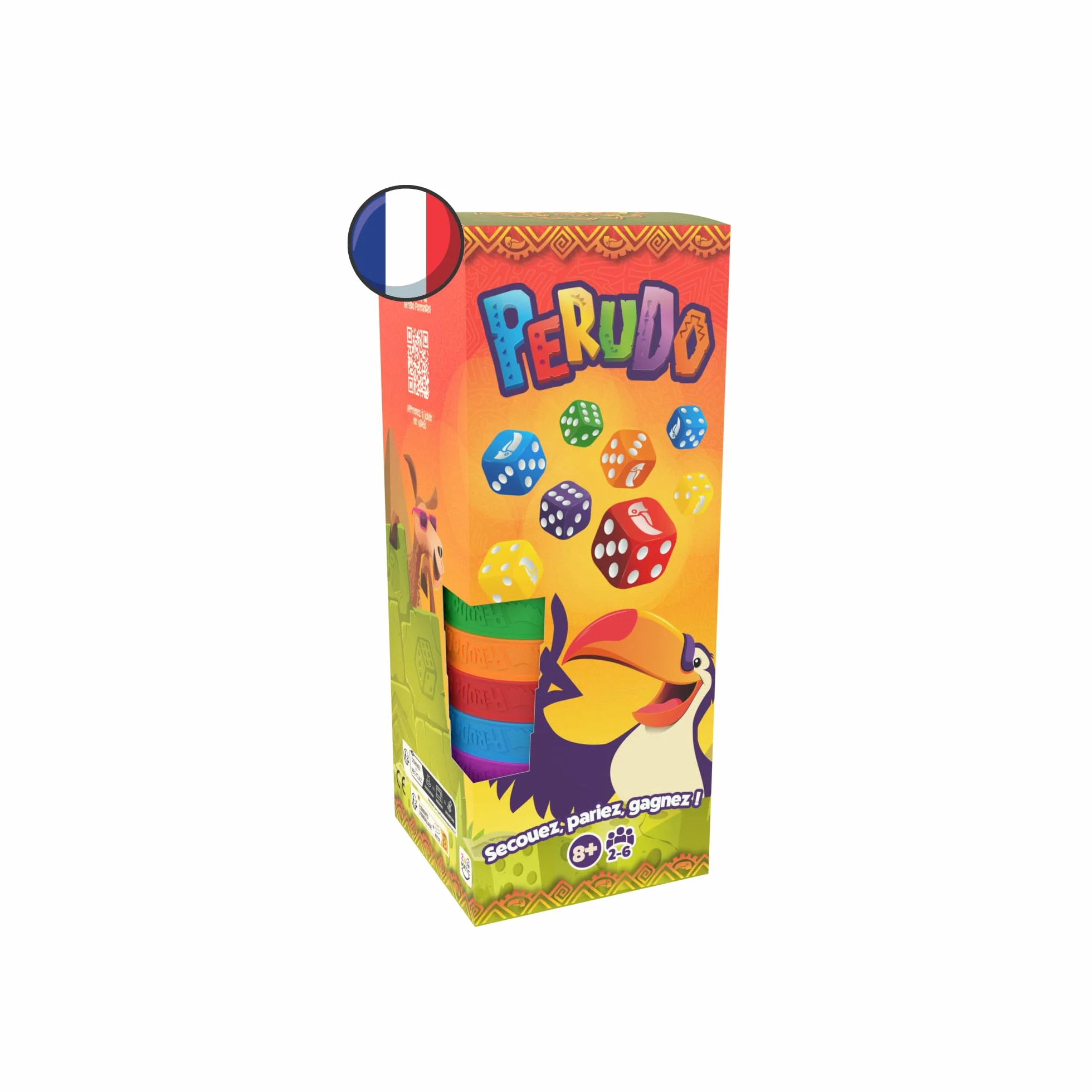 Asmodee - PERUDO (nowa wersja) - Ambiance gra planszowa dla dorosłych i dzieci od 8 lat - potrząśnij, rozmawiaj, wygrywaj - Gra w kości i Bluff - 2-6 graczy - 30 min - wersja francuska