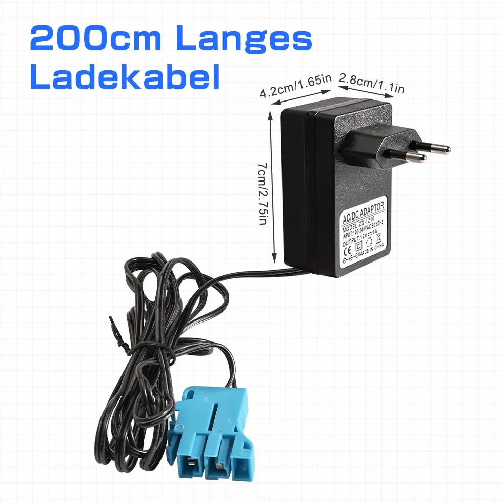 Ładowarka 12 V do pojazdów elektrycznych Peg Perego dla dzieci, traktorów SUV, ATV, samochodów - ładowarka, zasilacz sieciowy kompatybilny z samochodami elektrycznymi, motocyklami i pojazdami