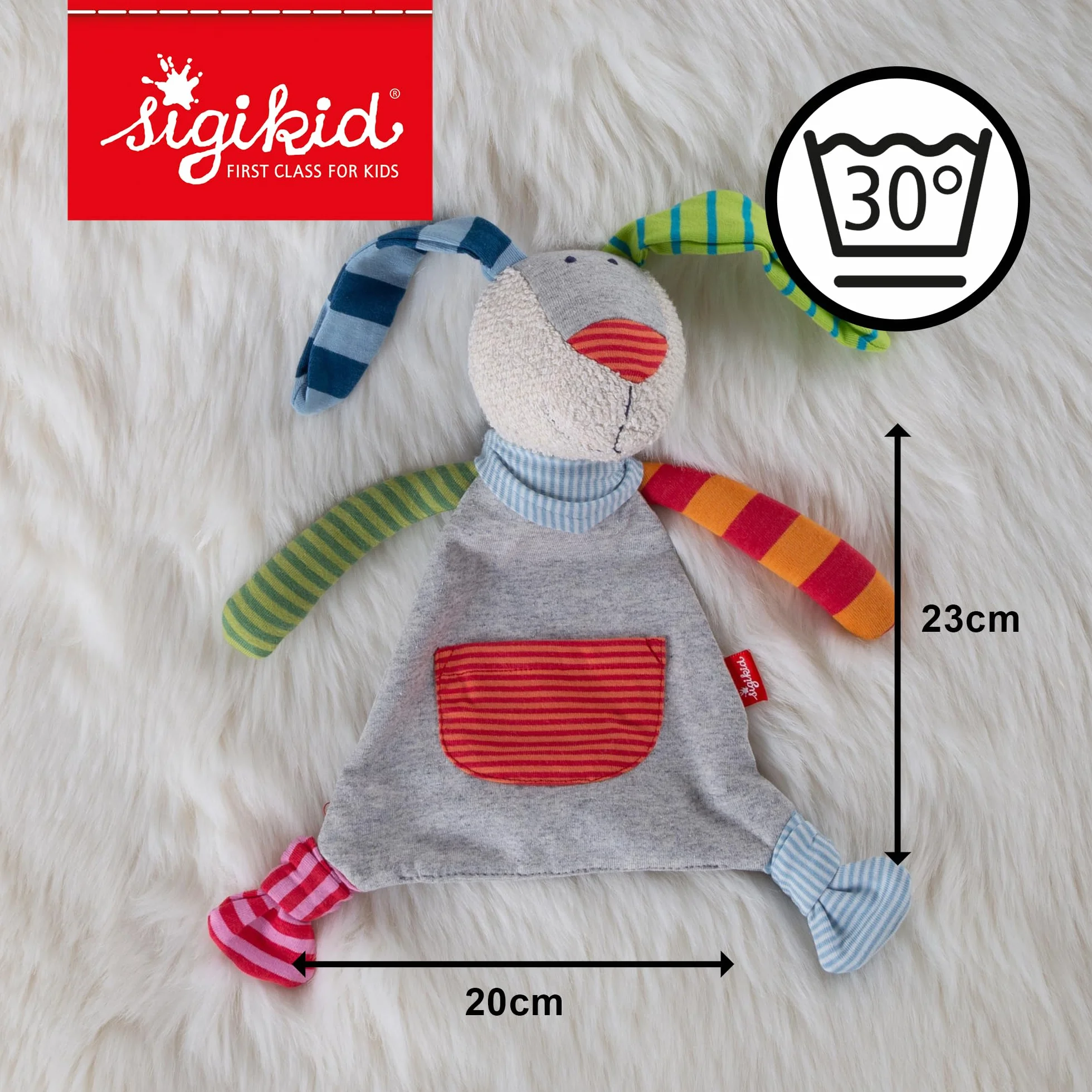 Sigikid 41274 koc, królik, Mädchen und Jungen, zabawka dla niemowląt, zalecana od urodzenia, wielokolorowa