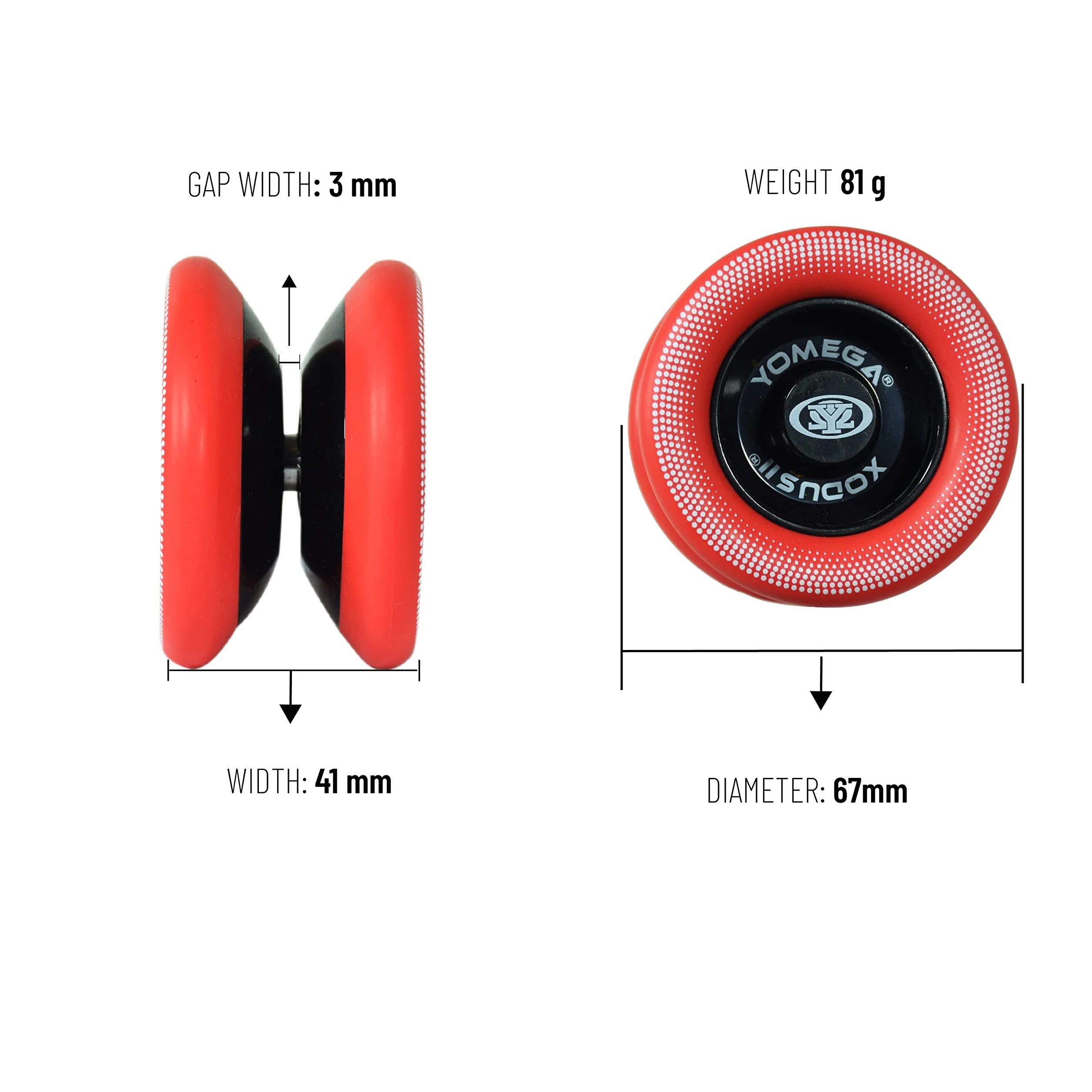 Yomega Xodus II YoYo– zawiera technologię łożyska w rolce, gumowe obręcze i kształt skrzydełka – profesjonalna responsywna YoYos Intermediate Level Play (Black Red)