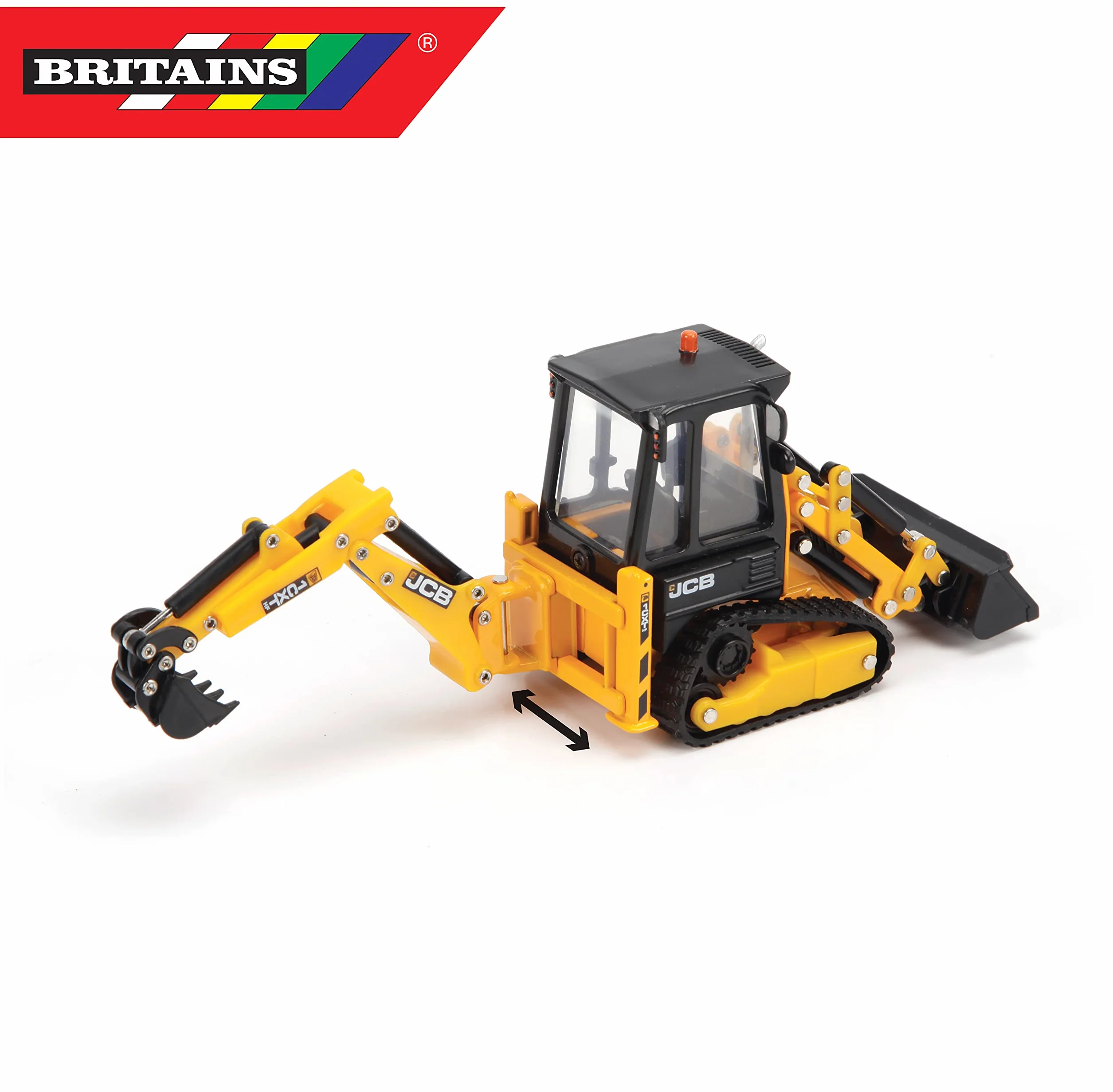 Britains JCB Farm Tomy Toys, koparko-ładowarka gąsienicowa, ciężarówka 1:32 JCB 1CXT, zabawka kolekcjonerska, zabawka rolnicza w skali 1:32, odpowiednia dla kolekcjonerów i dzieci, 3 lata plus