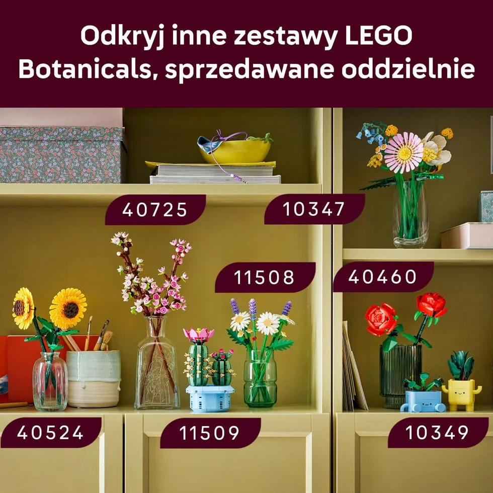 LEGO Botanicals Kwitnący kaktus, roślina ozdobna w doniczce do zbudowania, zestaw klocków dla dzieci, pomysł na prezent dla dziewczynek od 9 lat, chłopców i miłośników sztucznych kwiatów 11509