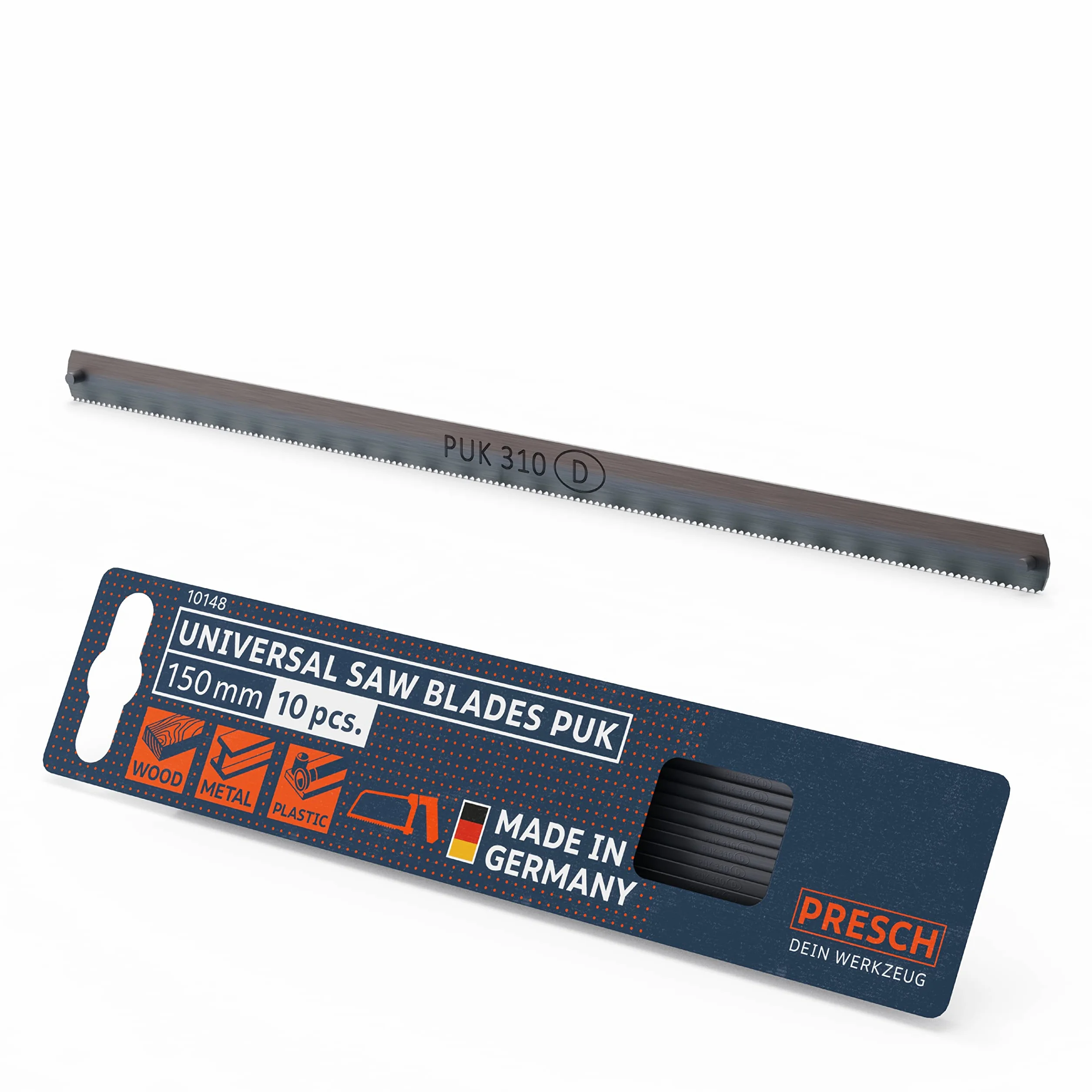 Presch Uniwersalne brzeszczoty do pił tarczowych 150mm 10 szt - Uestaw brzeszczotów PUK do pił ręcznych 150mm - Uniwersalny brzeszczot 150 mm do drewna, metalu i tworzyw sztucznych