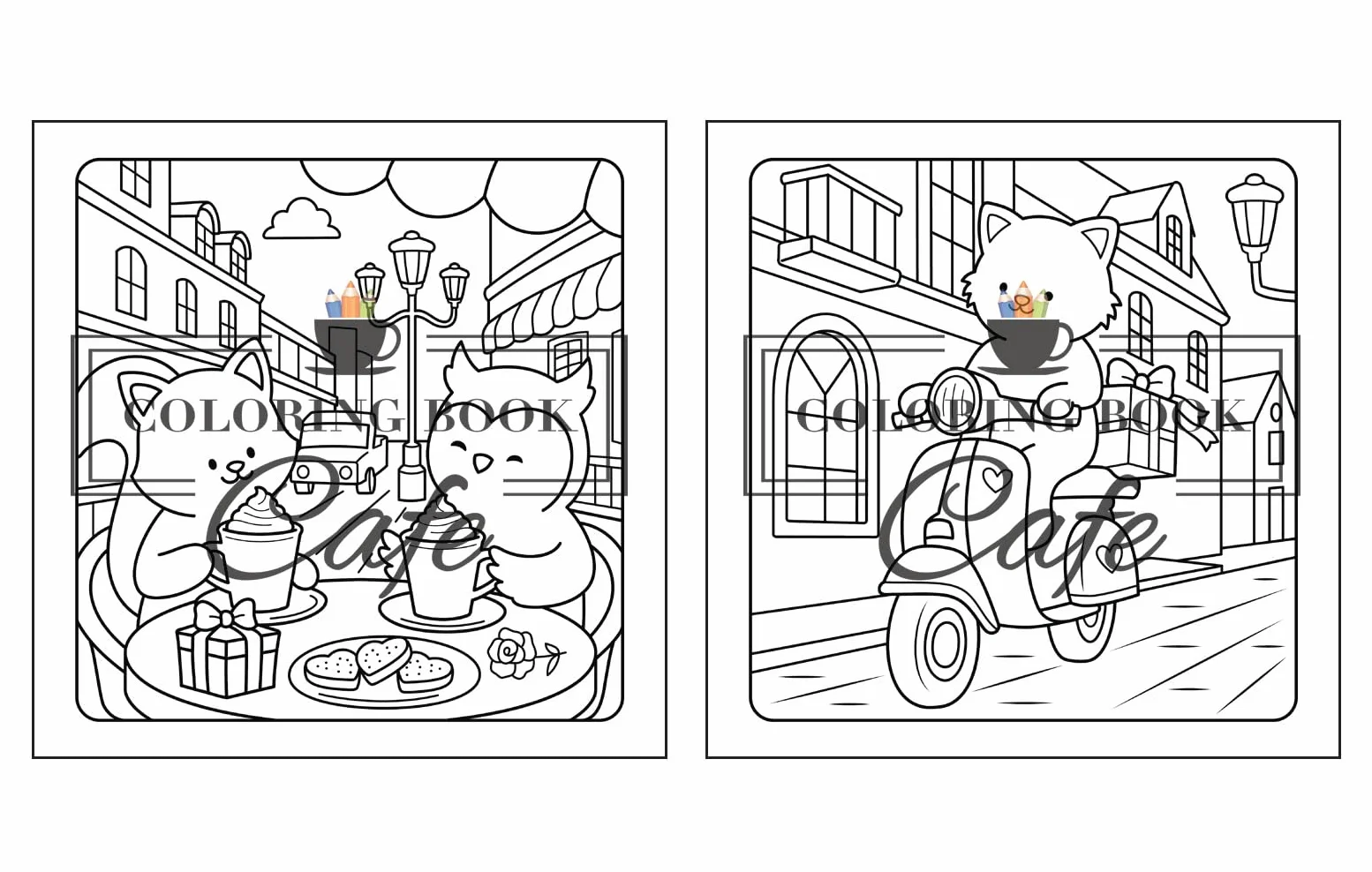 Paws & Hearts: Coloring Book for Adults & Teens Featuring Cozy Love Scenes with Adorable Animal Characters