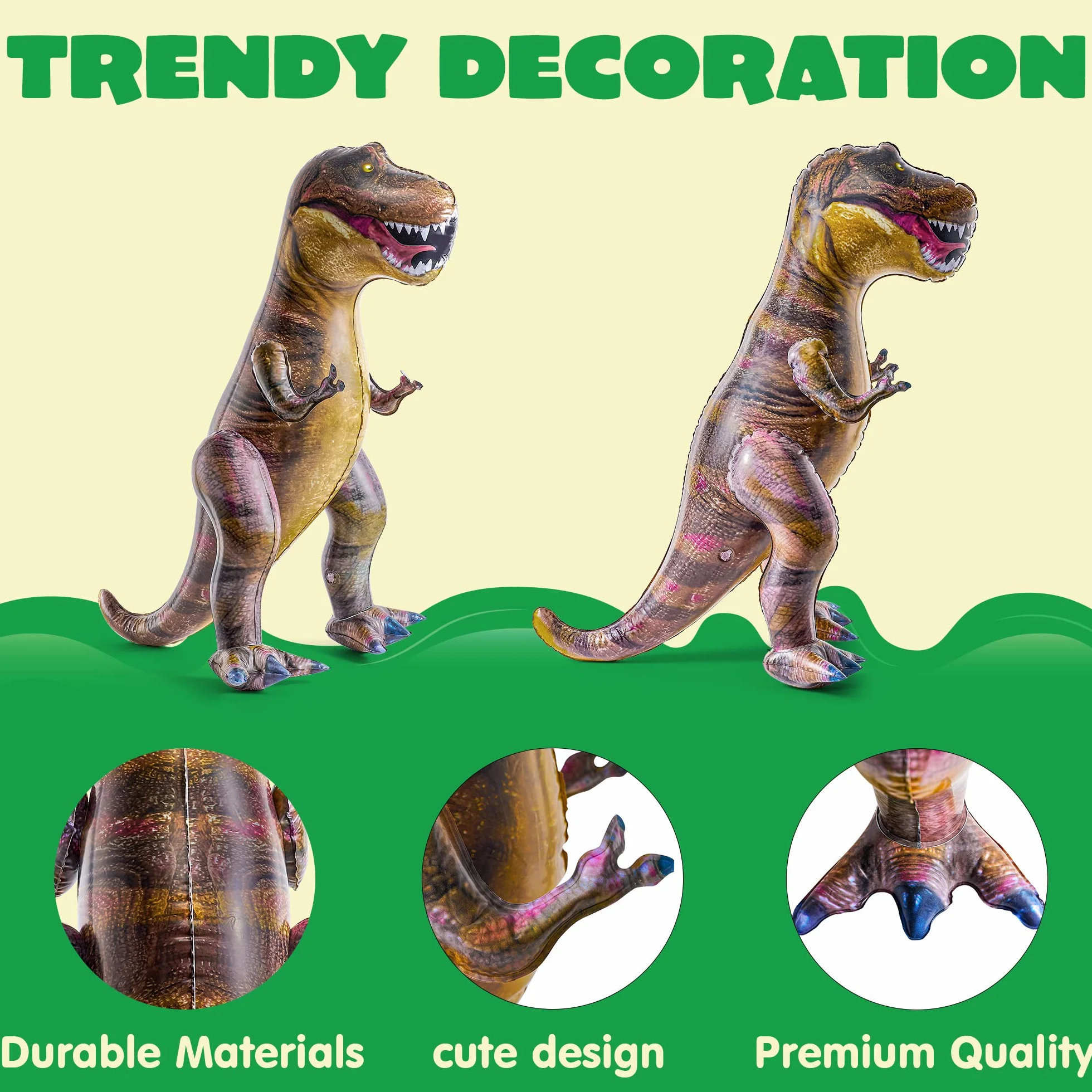 JOYIN nadmuchiwany T.rex dinozaur, nadmuchiwany tyranozaur rex jako dekoracja na imprezę, 76 cm nadmuchiwany dinozaur jako prezent urodzinowy dla dzieci i dorosłych