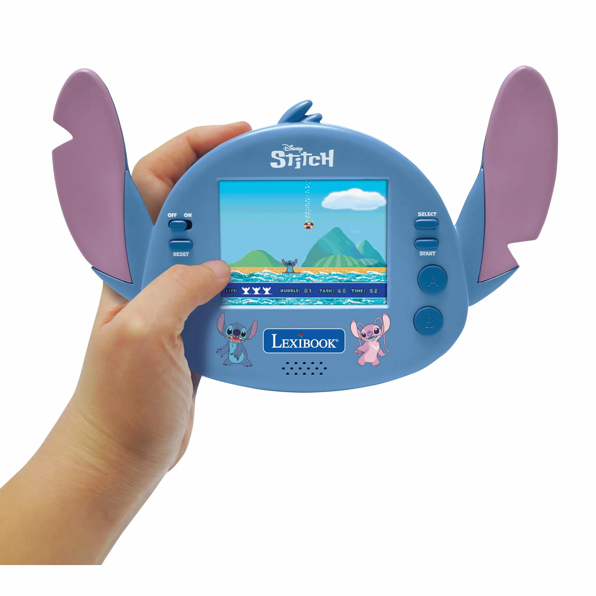 Lexibook - Disney Stitch - kompaktowa przenośna konsola zręcznościowa, 50 gier, kolorowy ekran LCD, zasilanie bateryjne, JL3180D