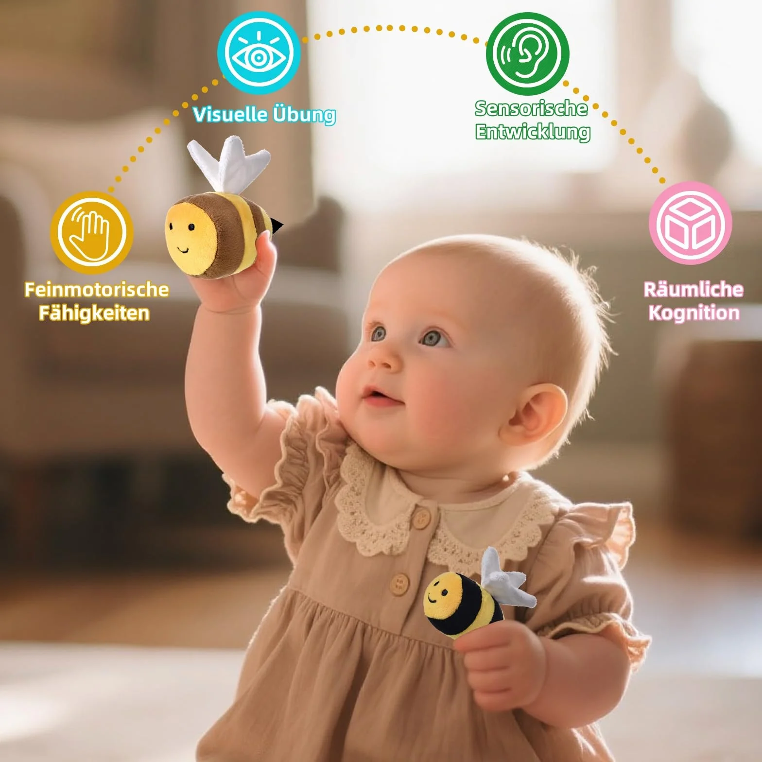 VORENUS Zabawka sensoryczna Montessori 6-w-1 Baby Ul dla niemowląt 6-12 miesięcy