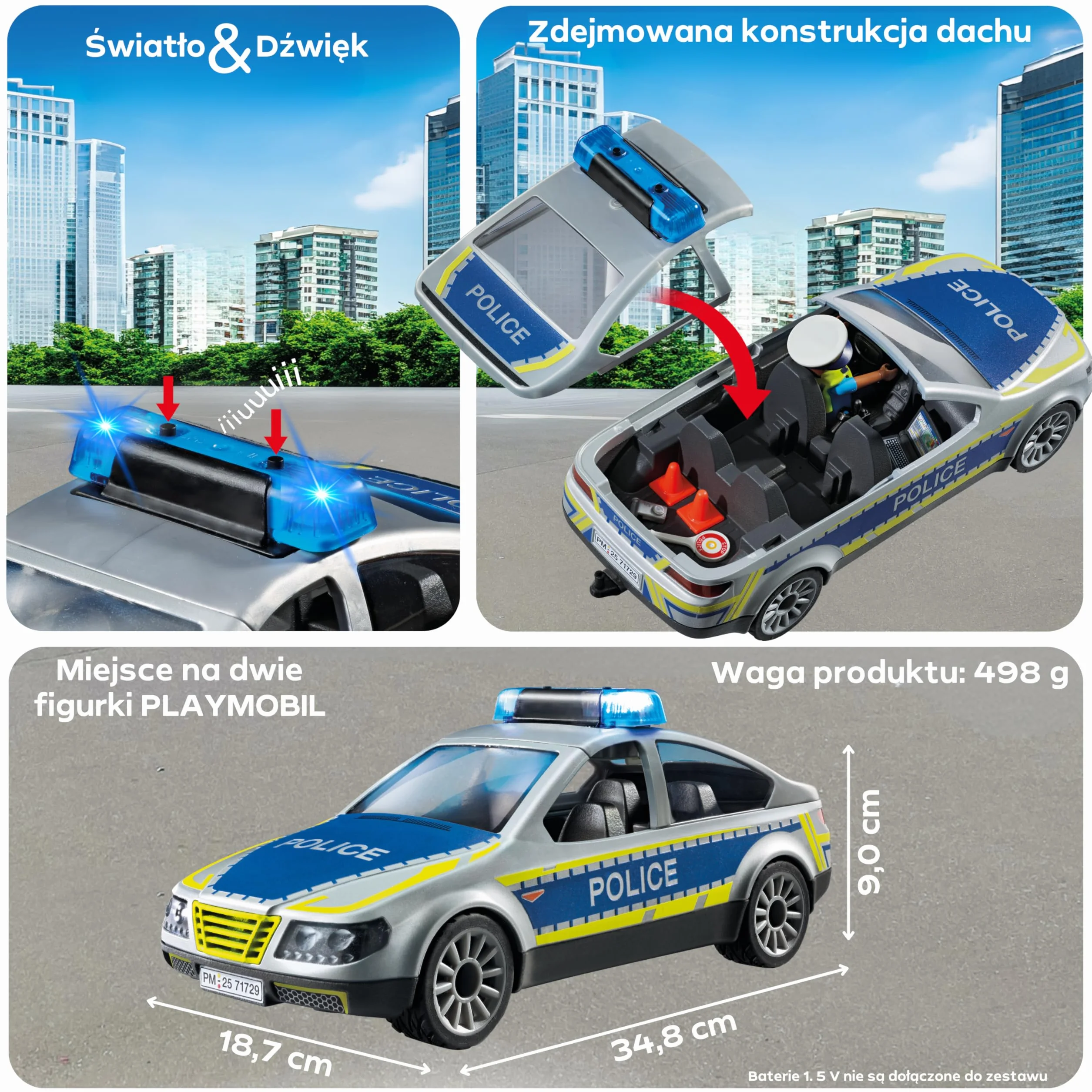 PLAYMOBIL | Action Heroes | Radiowóz policyjny | Samochód policyjny | Auto zabawkowe | Zabawka dla dzieci od 4. roku życia | 71729