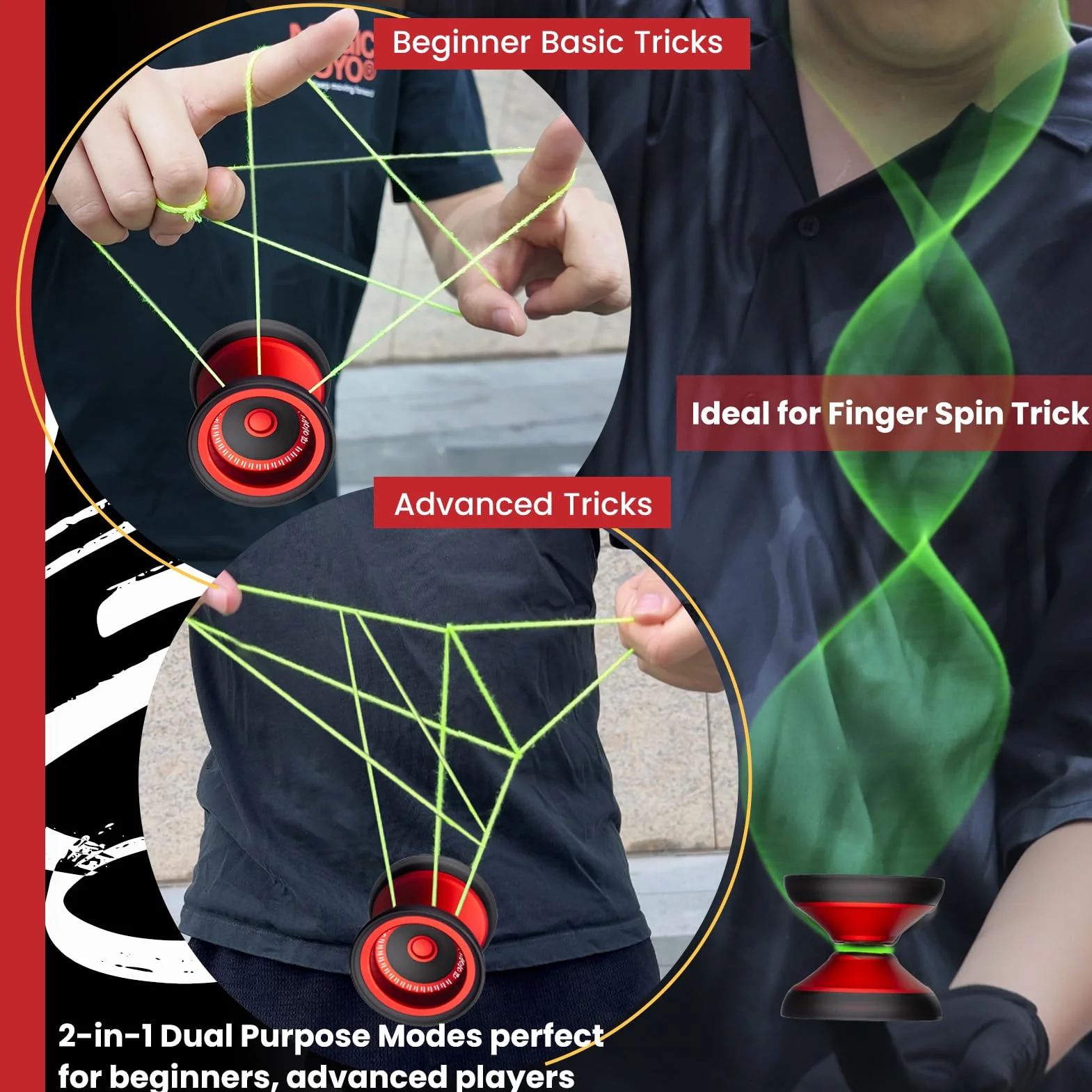 MAGICYOYO V13 Professional YoYo - responsywne Yoyo dla dzieci i niereagujące Yo Yo dla zaawansowanych graczy, trwała metalowa i hybrydowa konstrukcja PC, łatwe kręcenie palcami, idealne dla
