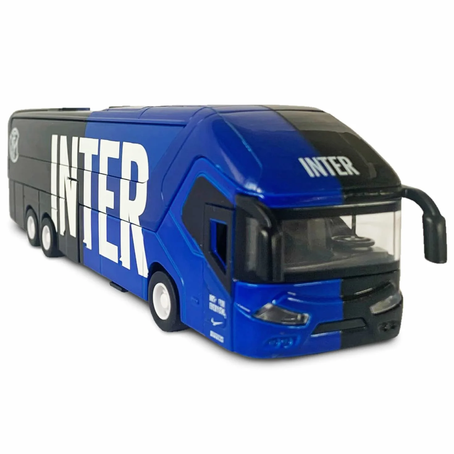 Mondo Motors - Pullman F.C. International Milano - Zabawkowy model - Bus z tylnym sprzęgłem wyciągowym - Kolor czarny jasnoniebieski - 51214