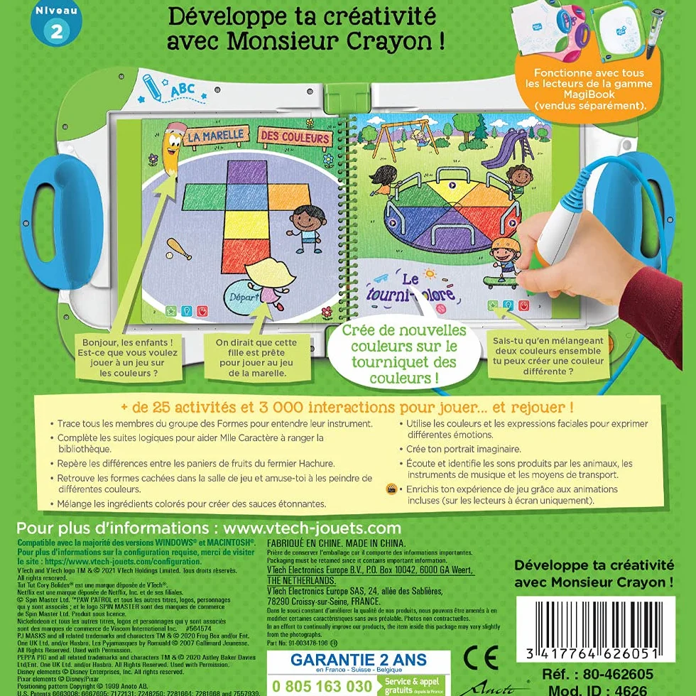 VTech - MagiBook, książka edukacyjna dla dzieci Level 2 Rozwiń swoją kreatywność z Mr. Ołówkiem, ilustrowanymi i interaktywnymi stronami, prezent dla chłopca i dziewczynki od 4 lat do 7 lat -