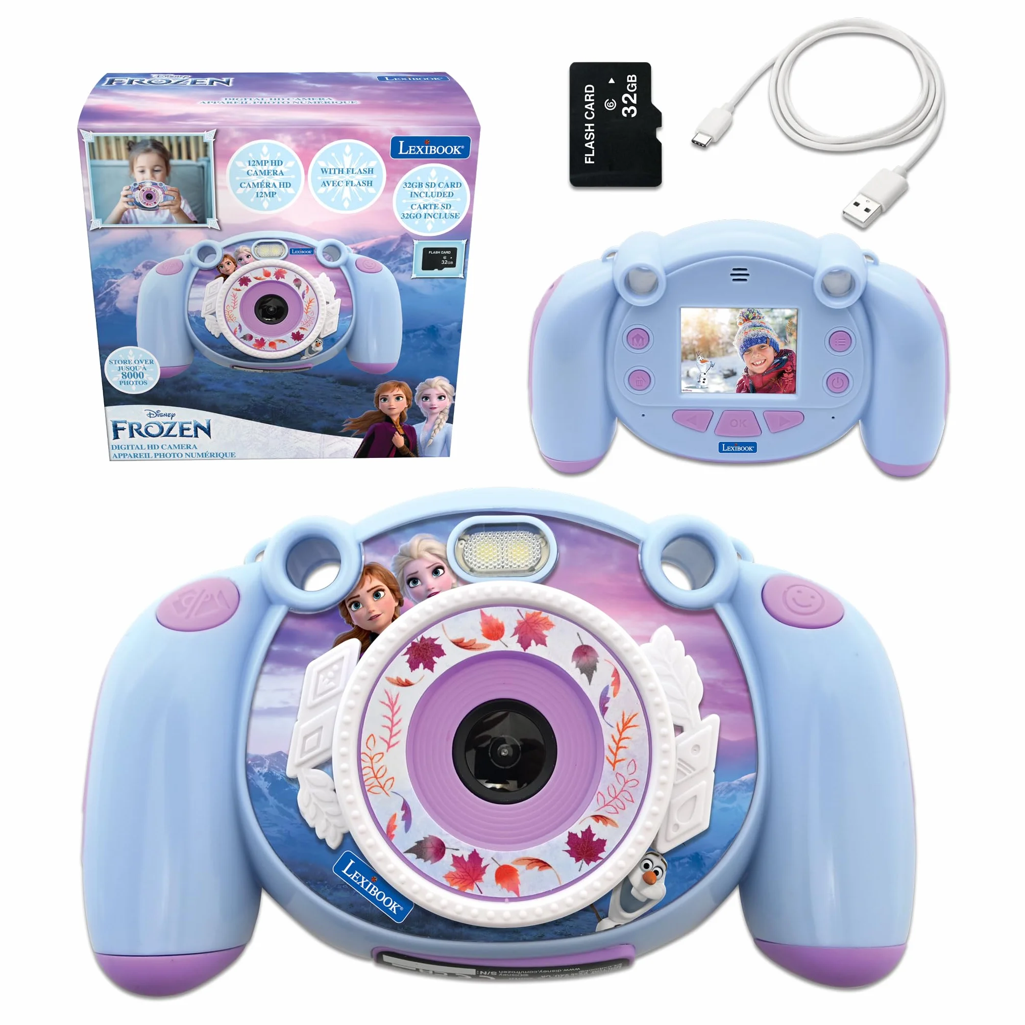Lexibook DJ080FZ Frozen Aparat Cyfrowy dla Dzieci, Zdjęcia i Wideo, Gry, Niebieski, Fioletowy