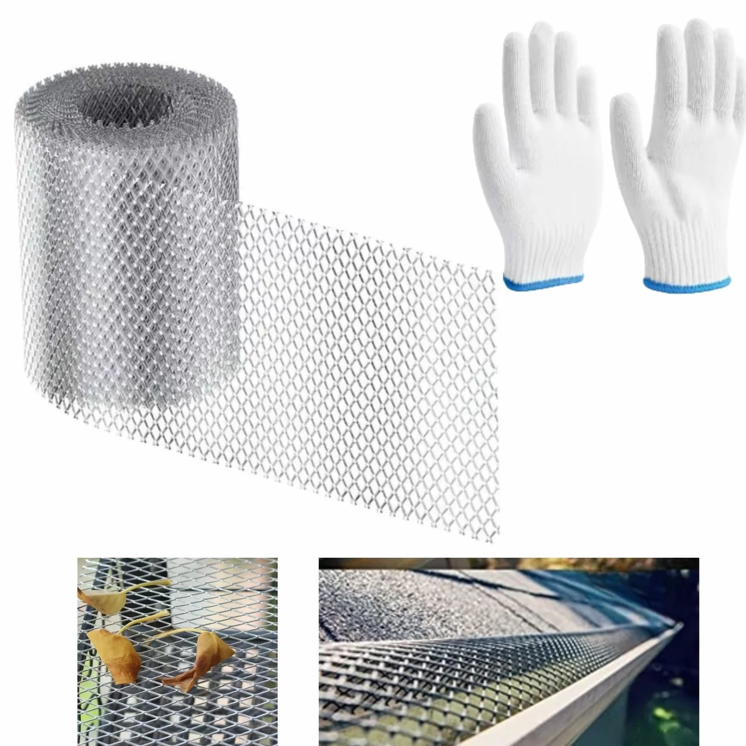 Siatka Osłony Rynny 15cmx6m aluminiowa osłona rynny z wytrzymałej siatki osłon rynny do samodzielnego cięcia liści do osłon rynny deszczowej (15CMX600CM)