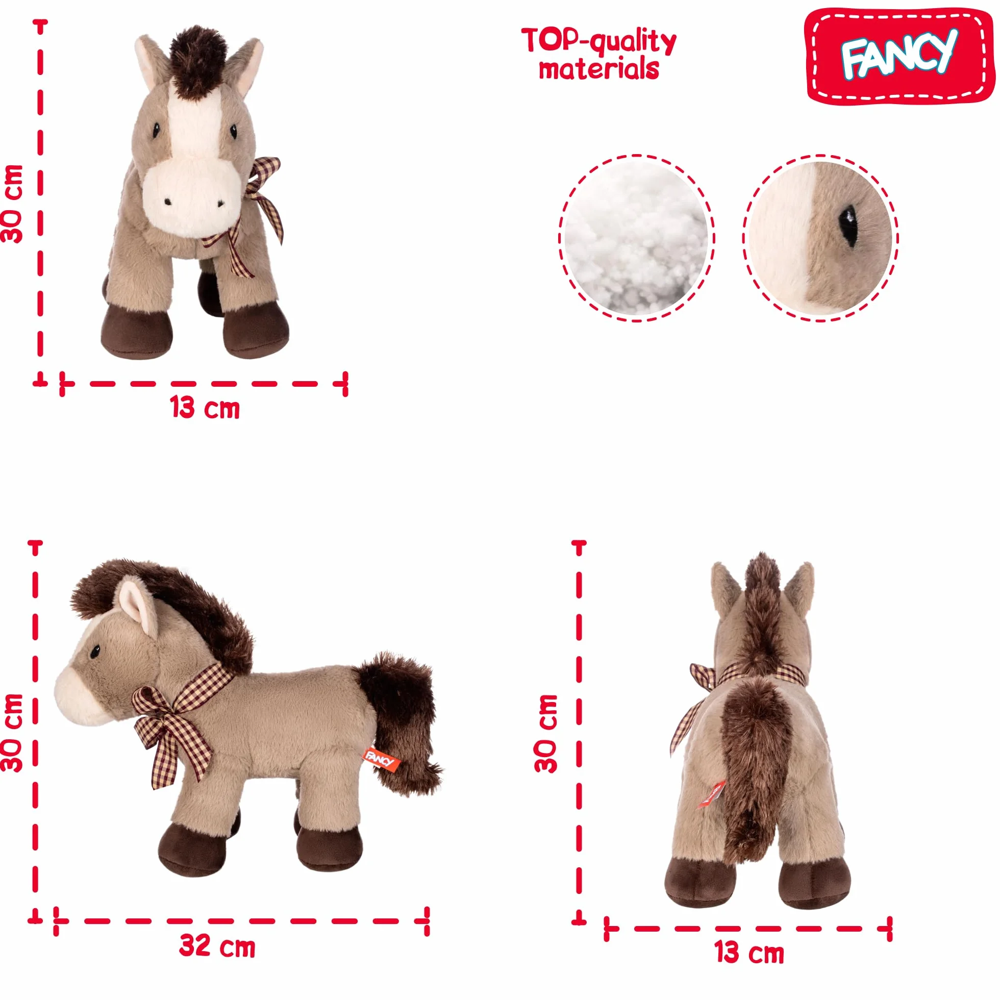 FANCY Koń Pluszowy Duży 32 cm - Miękka Przytulanka dla Dzieci i Dorosłych - Zabawka Koń z Pluszu - Idealny Prezent dla Dziewczynek i Chłopców