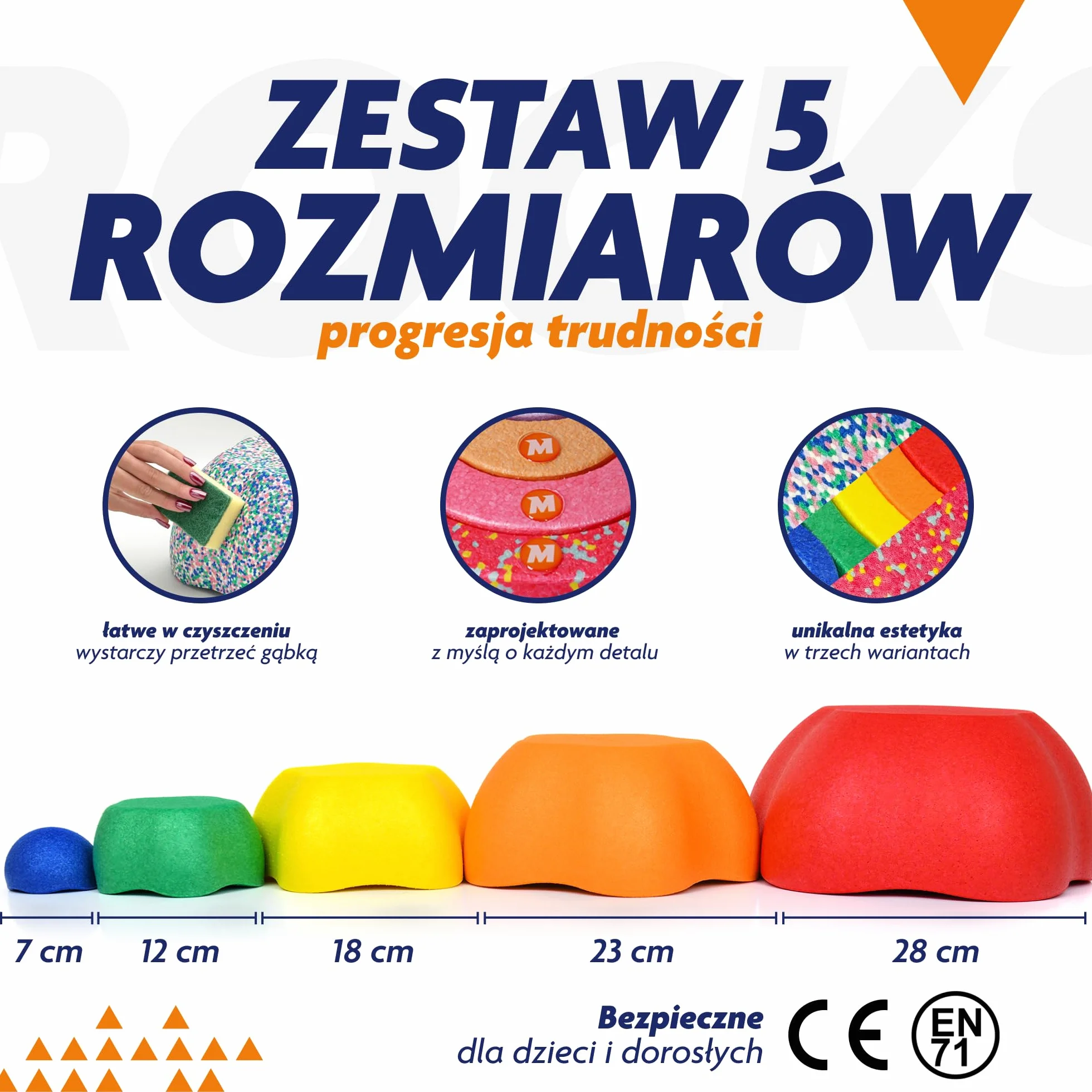 Rocks, sensoryczne kamienie do balansowania dla dzieci – zestaw 5 szt. – wytrzymałe, wspierają równowagę, motorykę i koordynację – do użytku wewnątrz i na zewnątrz,
