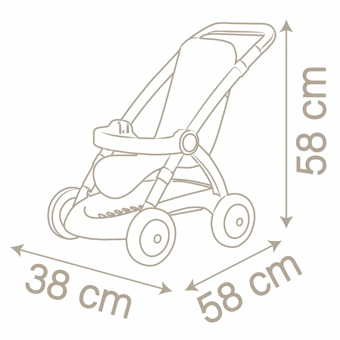 Smoby 7600254018 Baby Nurse Wózek Spacerówka dla lalki do 42 cm z koszykiem, wysokość rączki 58 cm