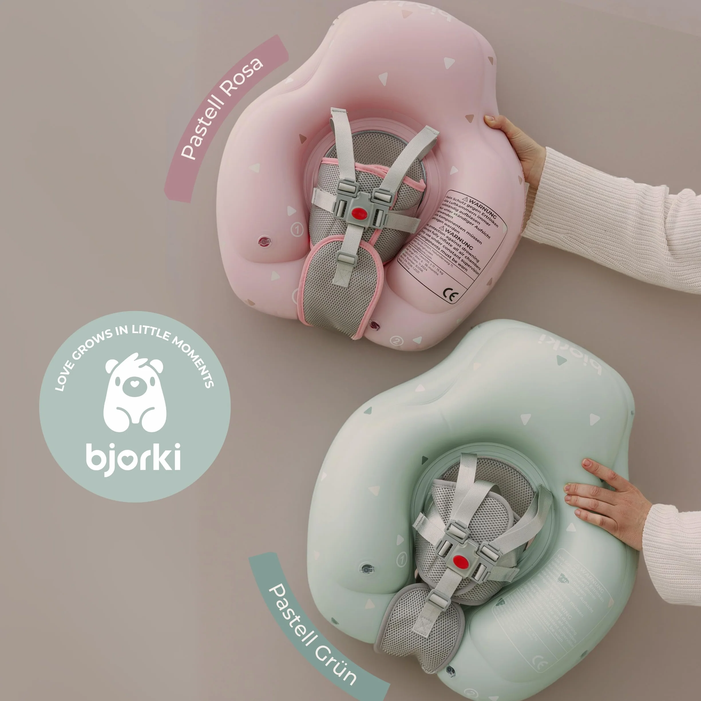 BJORKI® Koło do pływania dla niemowląt 6-36 miesięcy, stabilne, bezpieczne, pozycja 40°