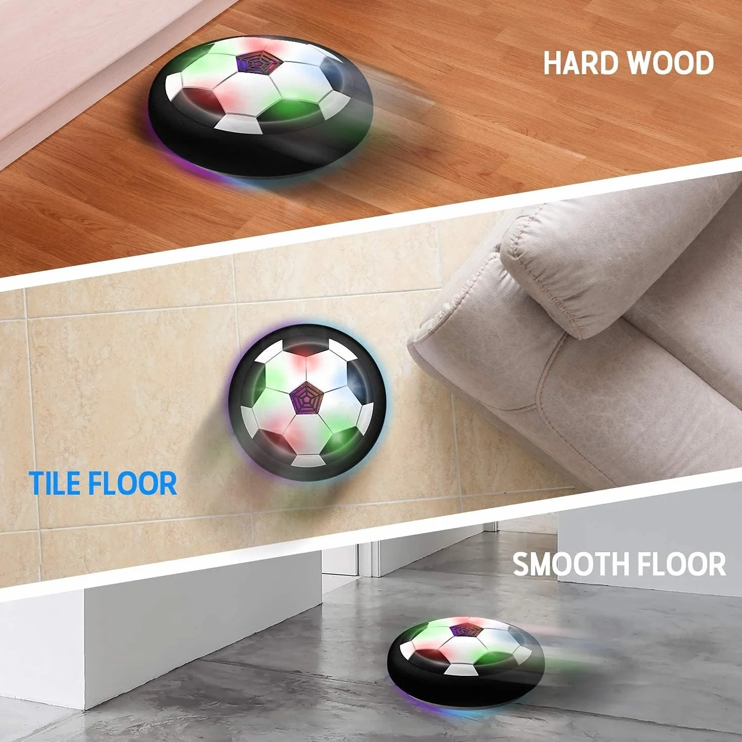 Hover Ball Air Power piłka nożna – 18 cm, unosząca się piłka nożna LED, interaktywna zabawka techniczna do użytku wewnątrz i na zewnątrz (światło RGB, certyfikat TÜV)